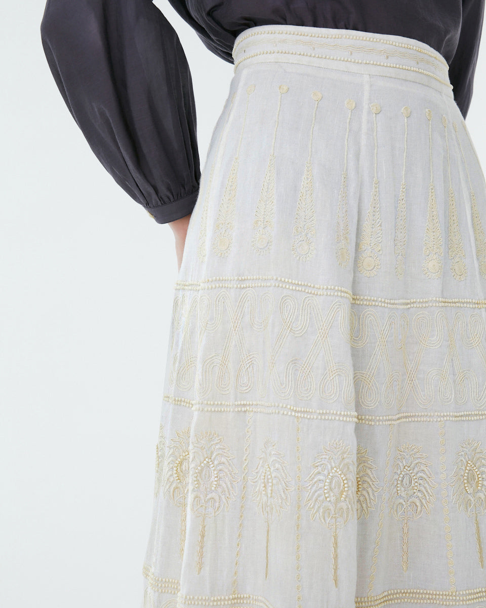 Camille Skirt with Greek Rooster Embroidery