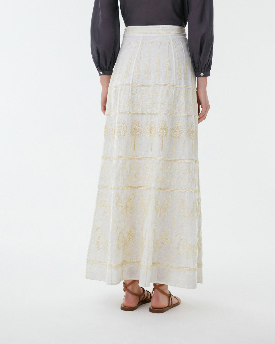 Camille Skirt with Greek Rooster Embroidery