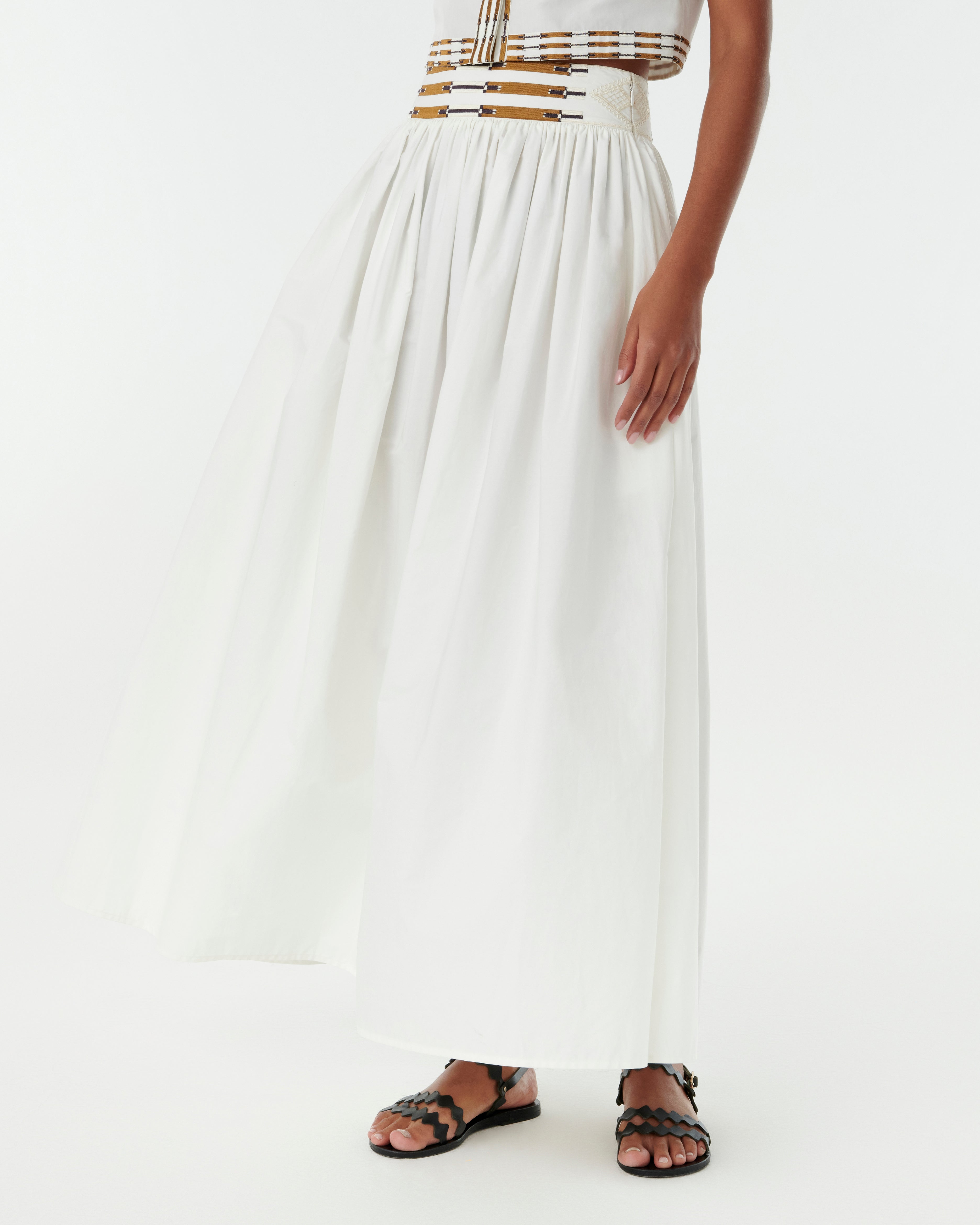 Ombretta Skirt with Greek Rooster Embroidery