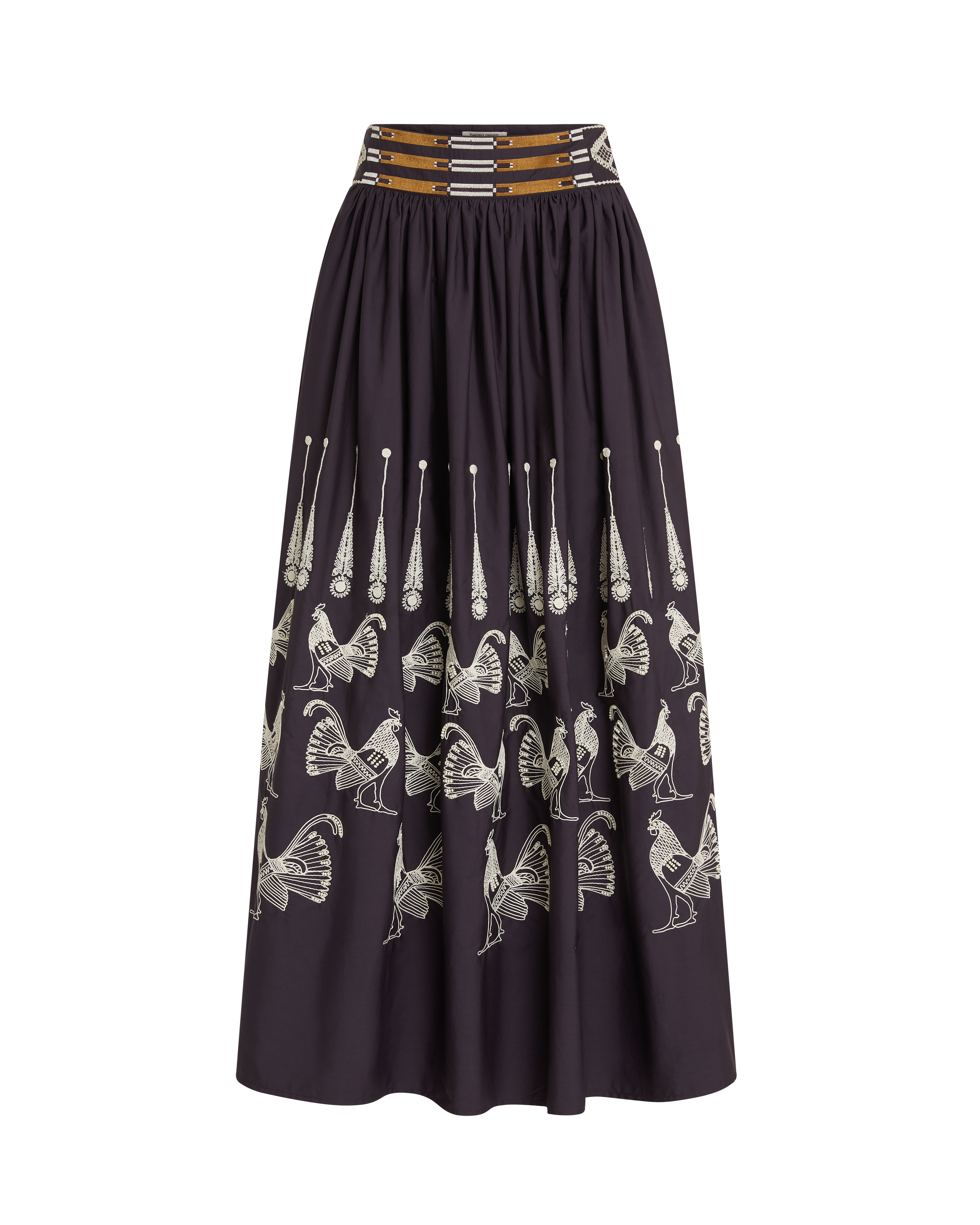 Ombretta Skirt with Greek Rooster Embroidery