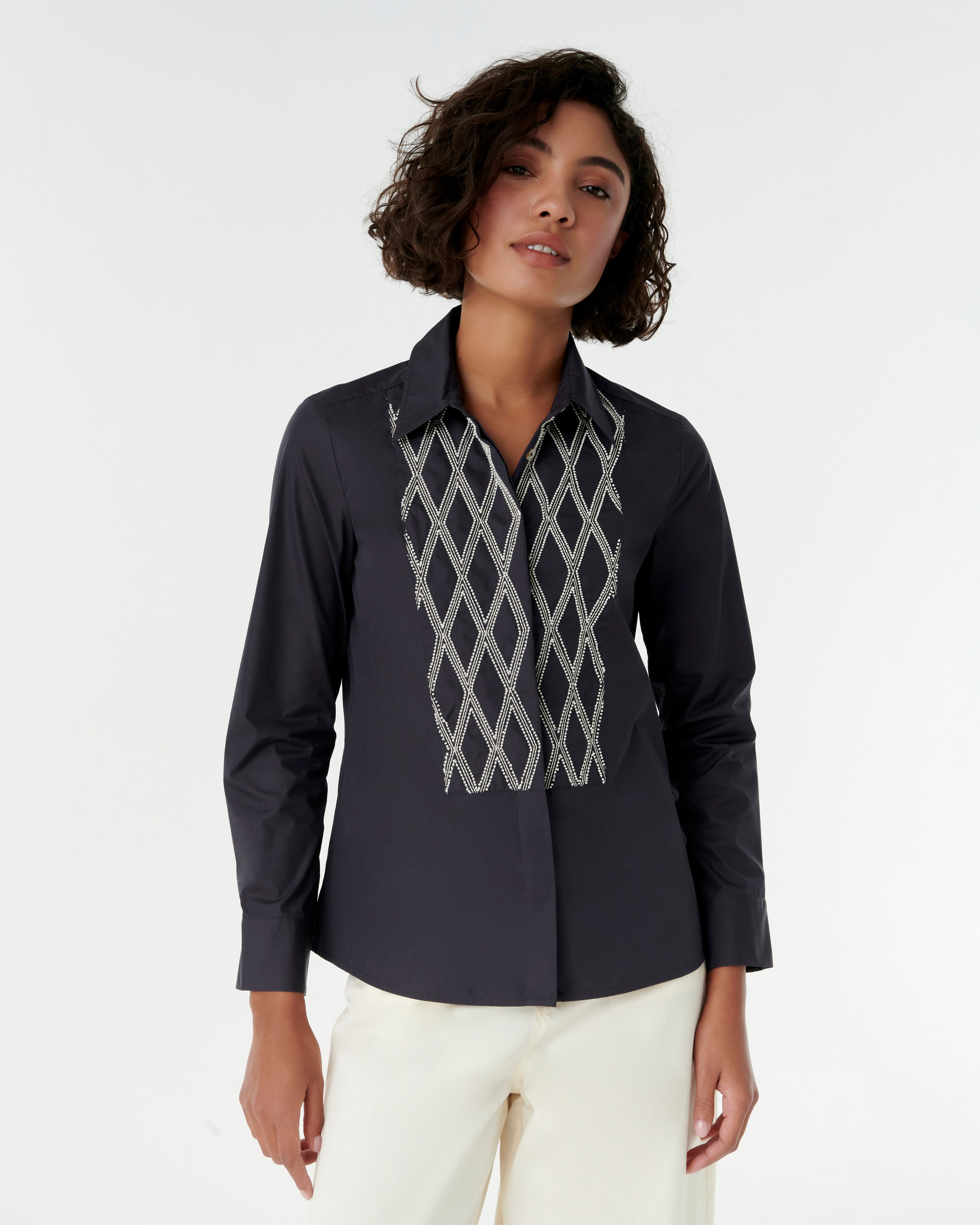 Cassandra Shirt with Greek Rooster Embroidery