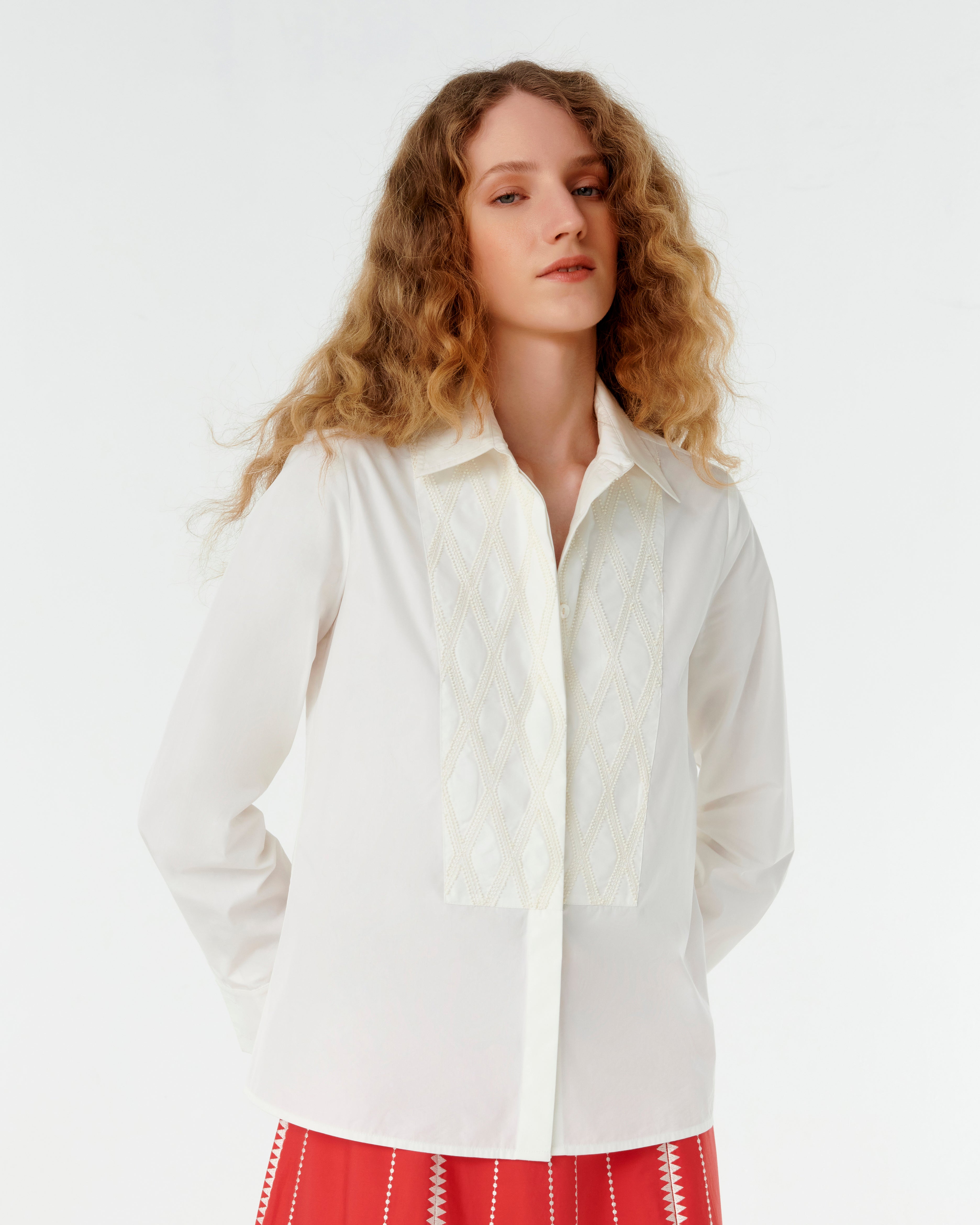 Cassandra Shirt with Greek Rooster Embroidery