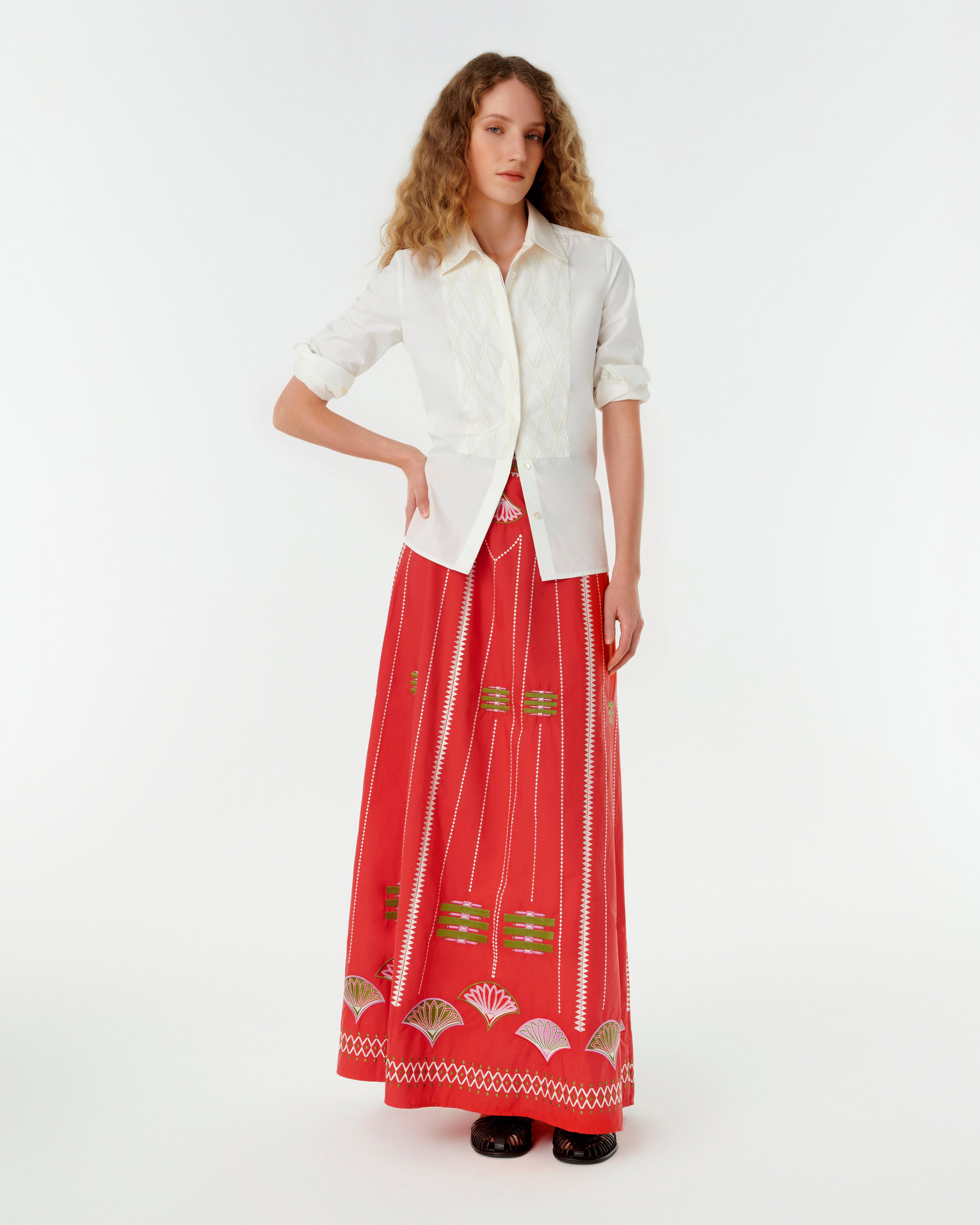 Cassandra Shirt with Greek Rooster Embroidery