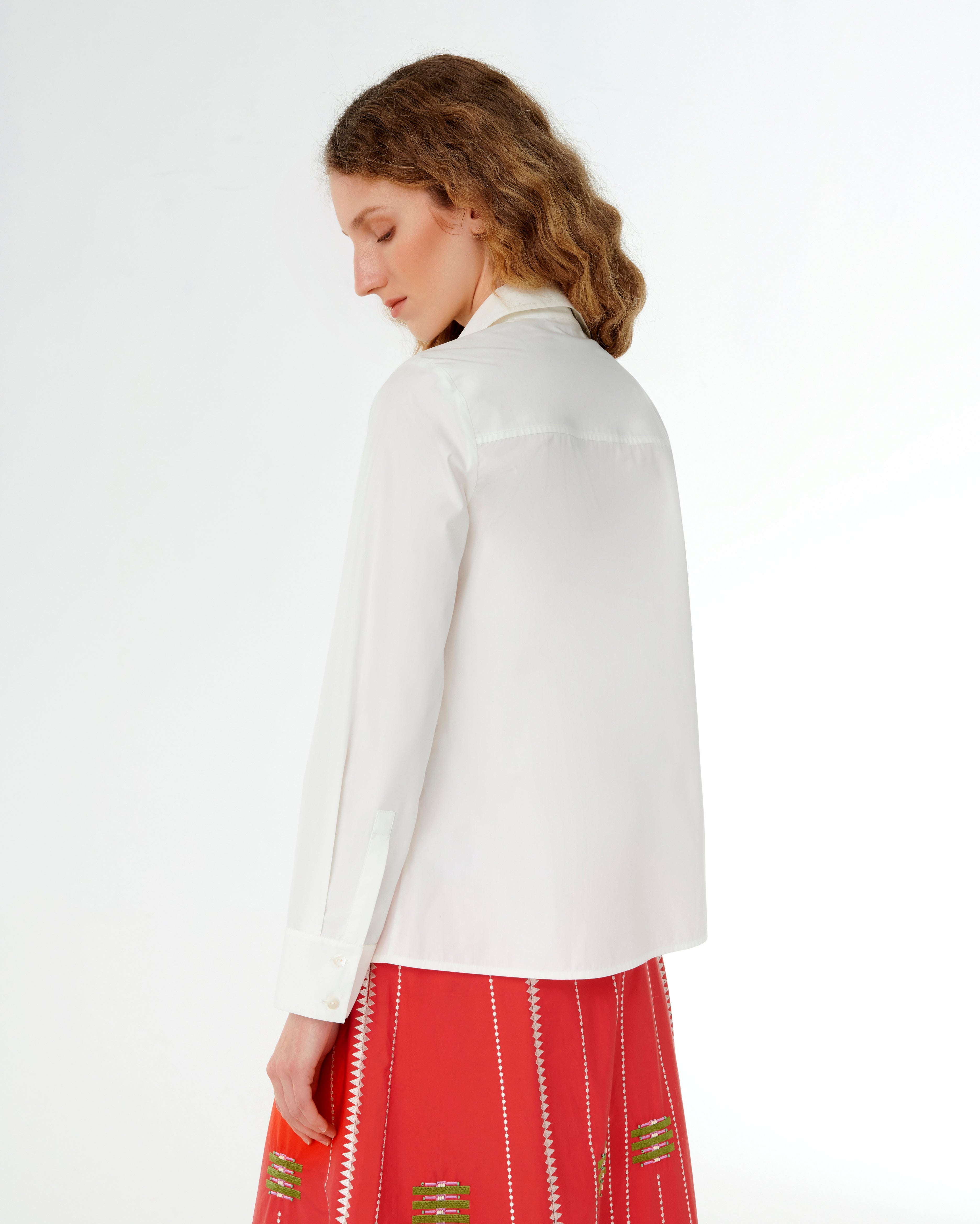 Cassandra Shirt with Greek Rooster Embroidery