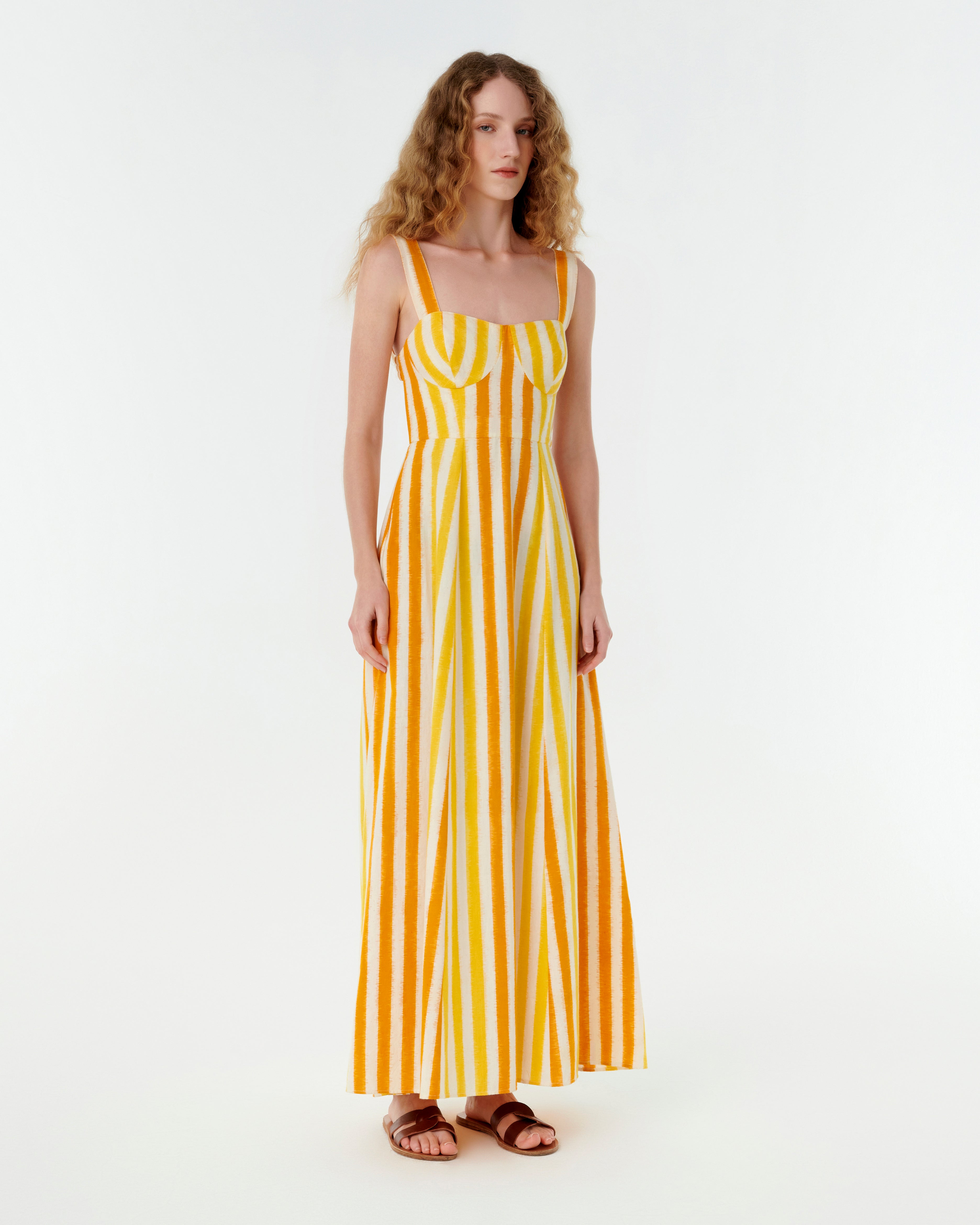 Azzurra Dress in Ikat Stripes