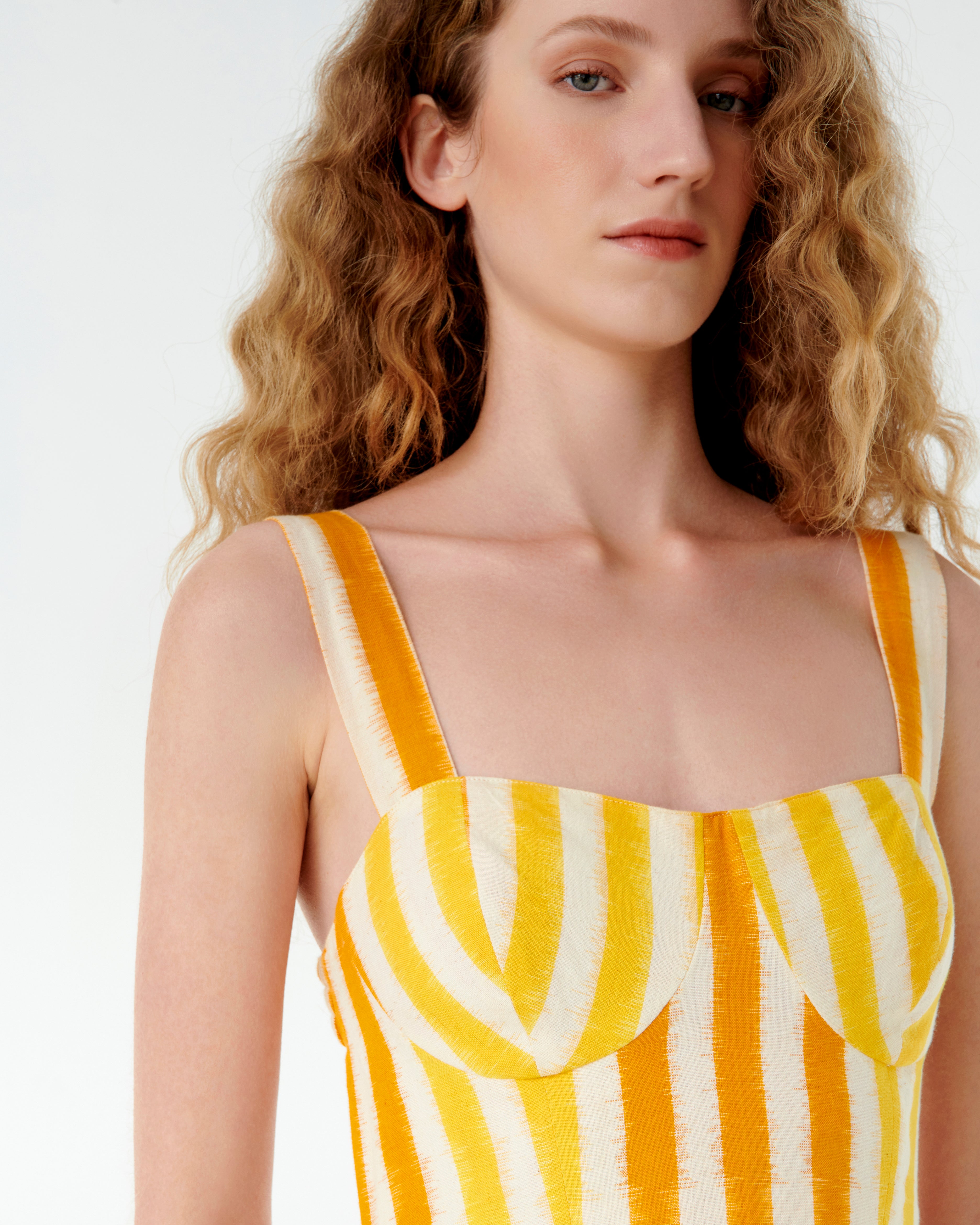 Azzurra Dress in Ikat Stripes