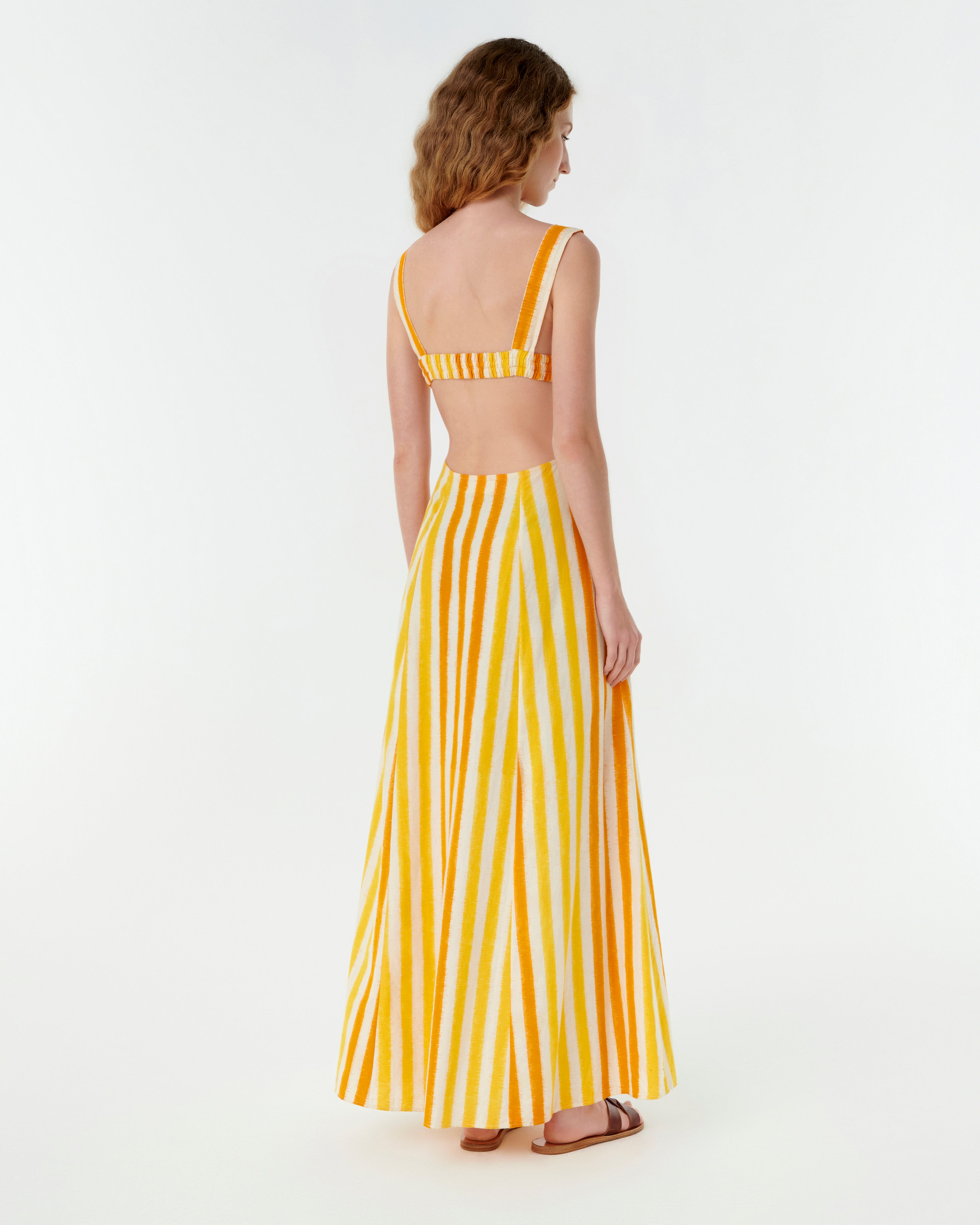Azzurra Dress in Ikat Stripes