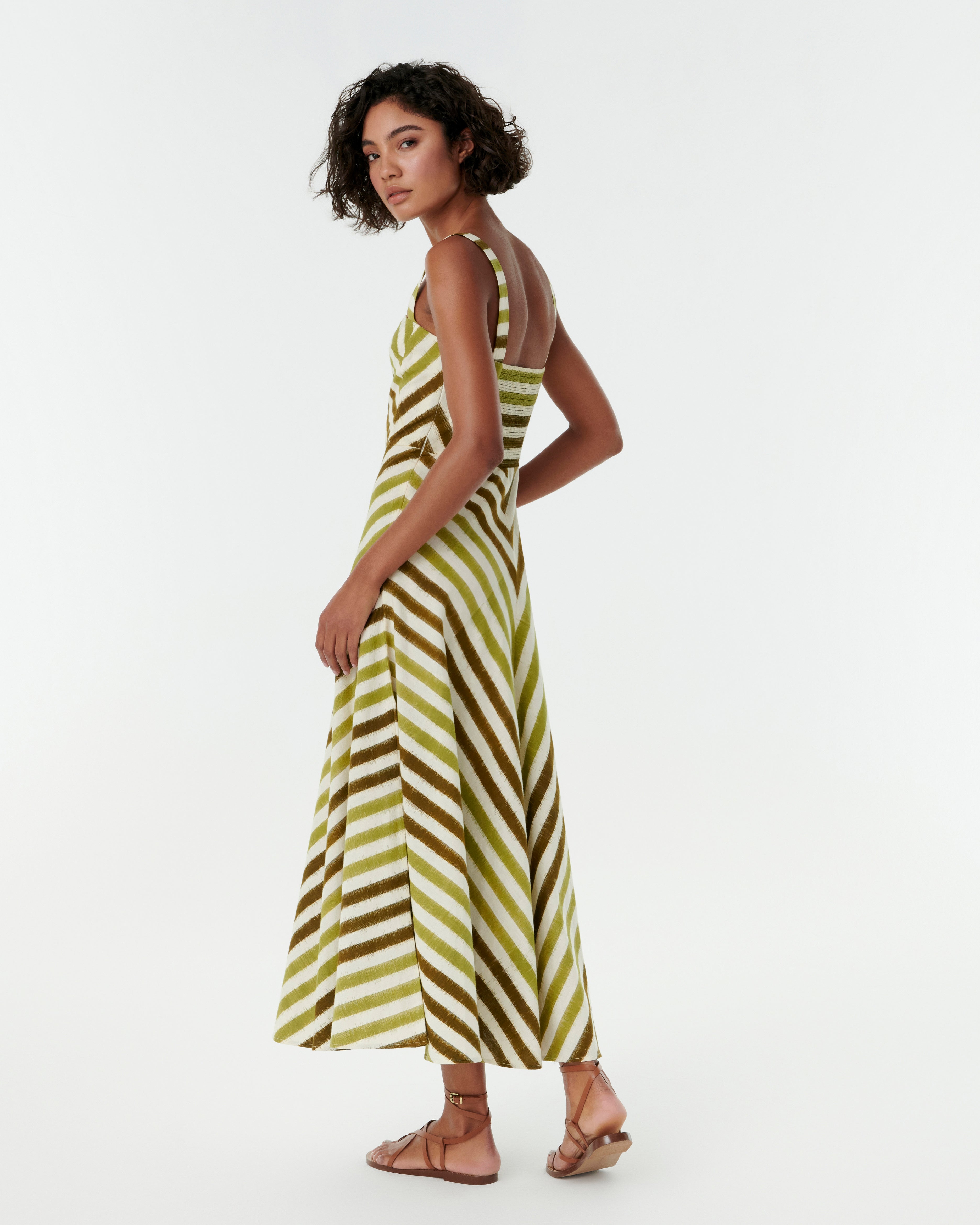 Margherita Dress in Ikat Stripes