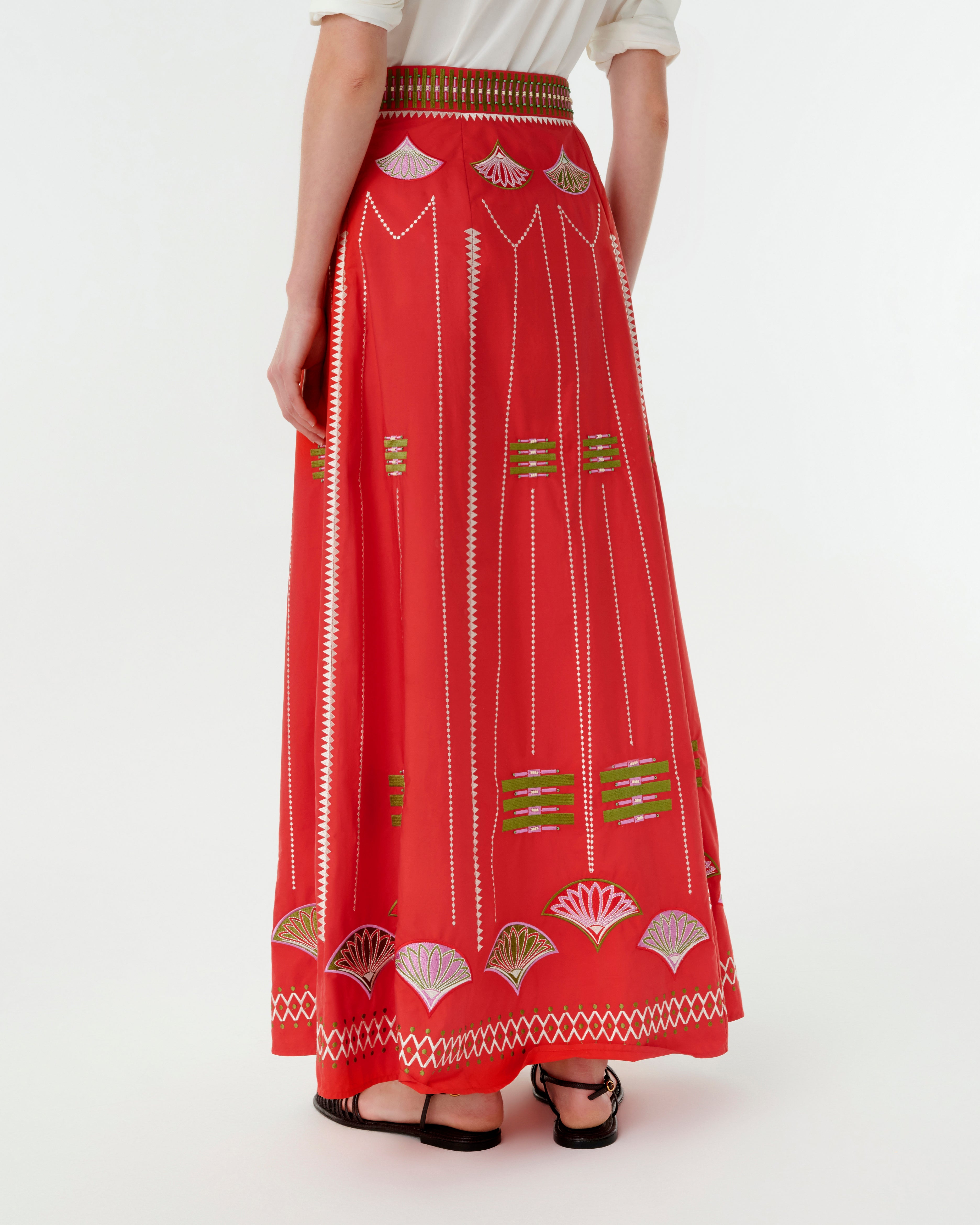 Camille Skirt with Japanese Peacock Embroidery