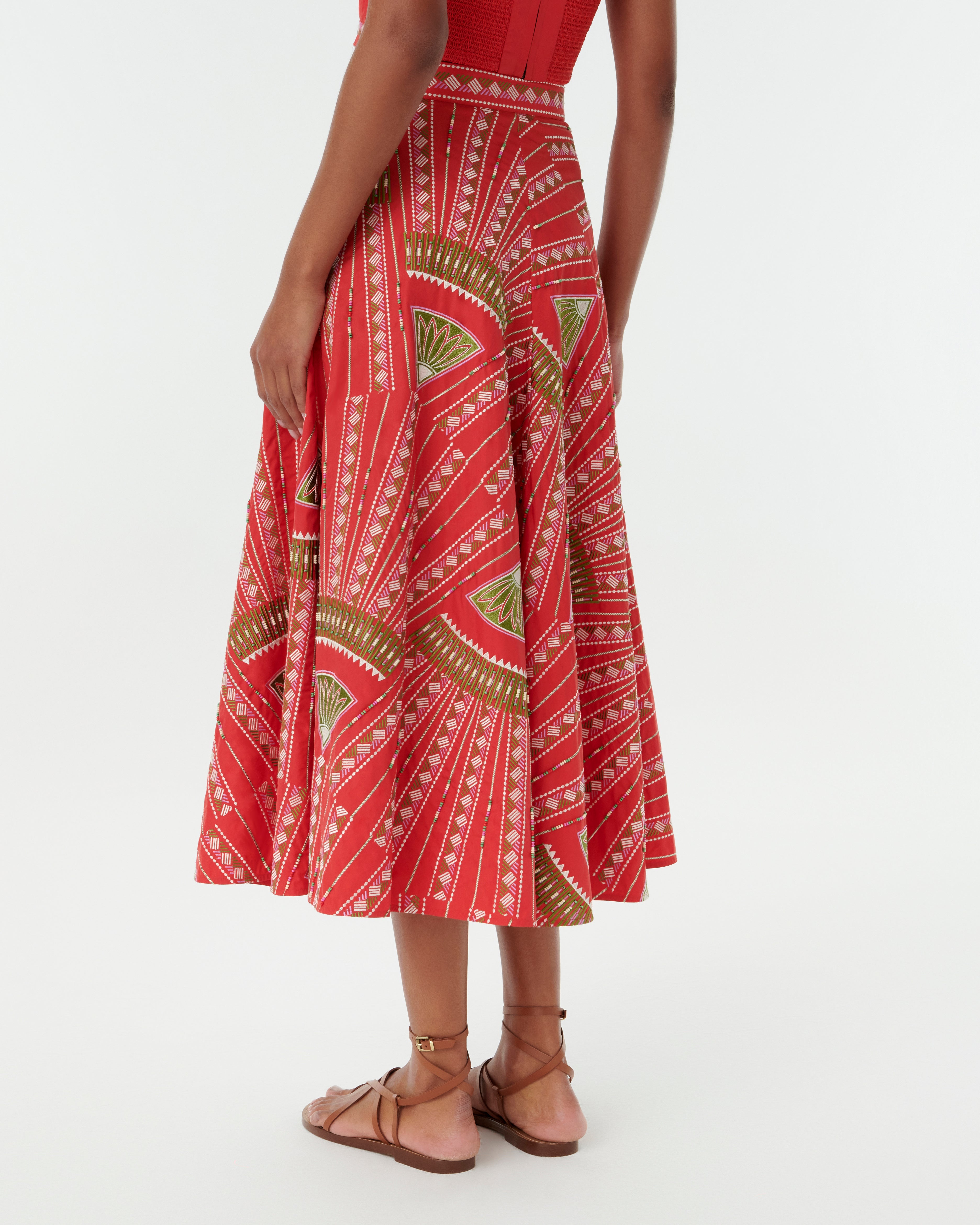 Tasha Skirt with Japanese Peacock Embroidery