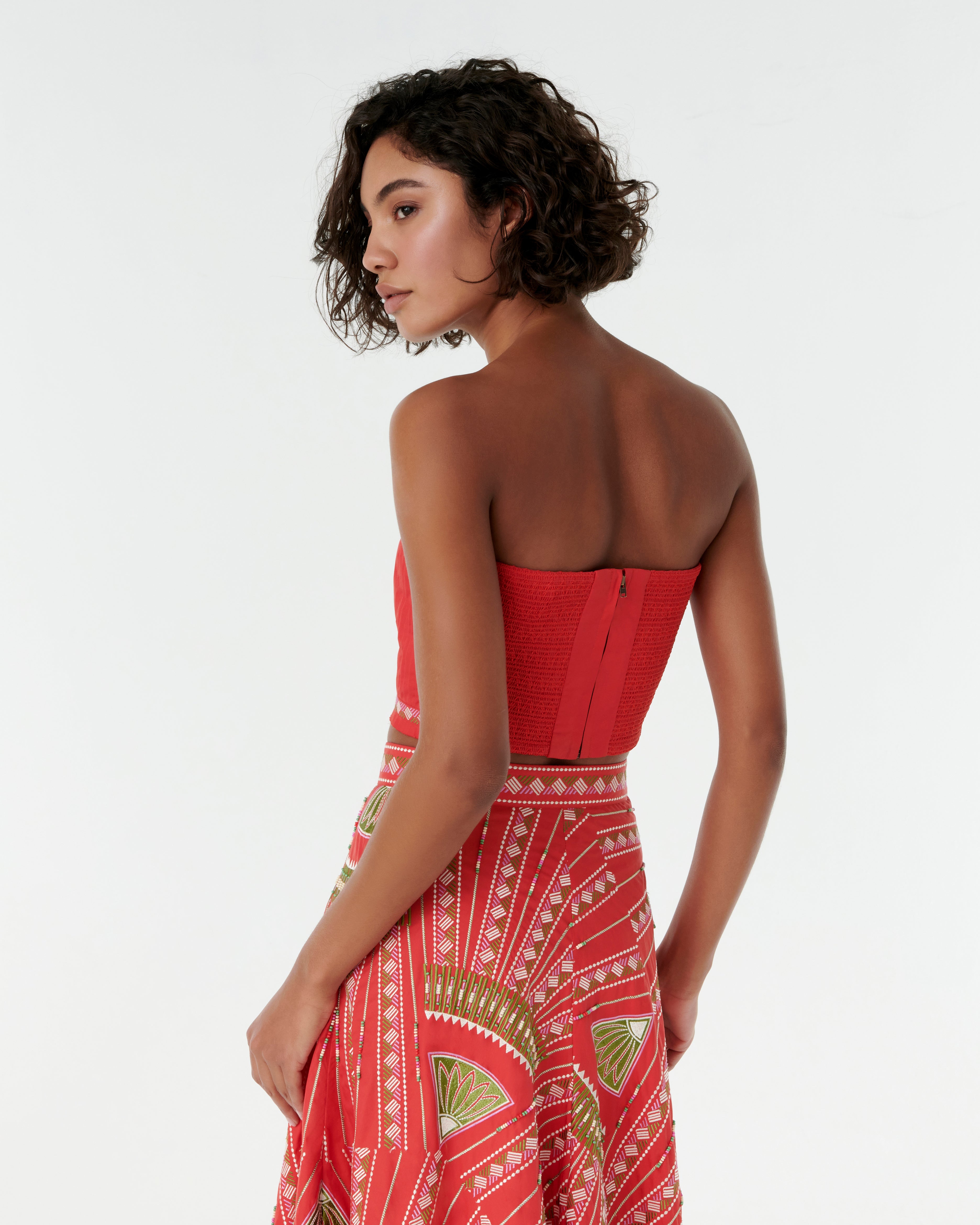 Flavia Top with Japanese Peacock Embroidery