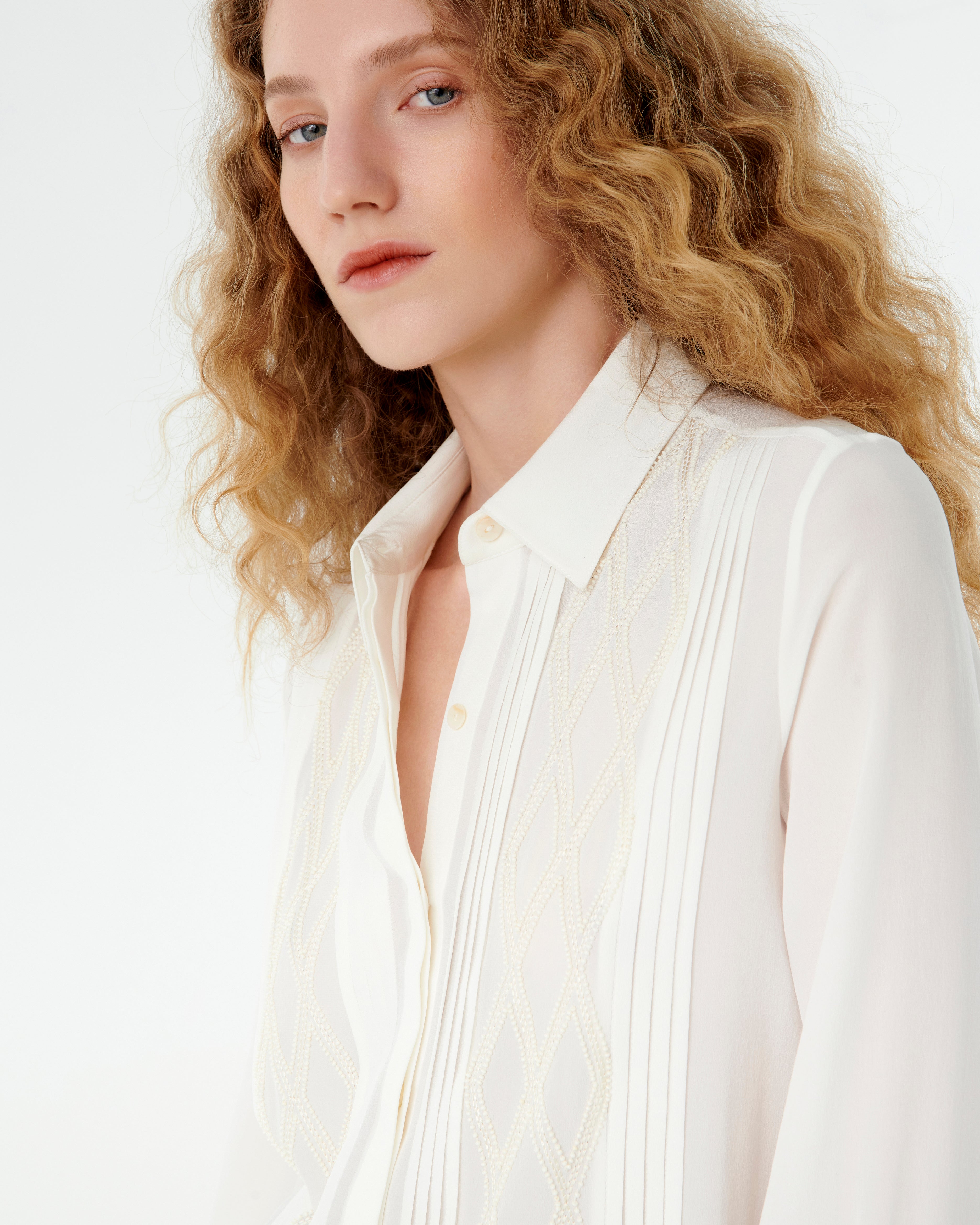 Edna Shirt with Japanese Peacock Embroidery