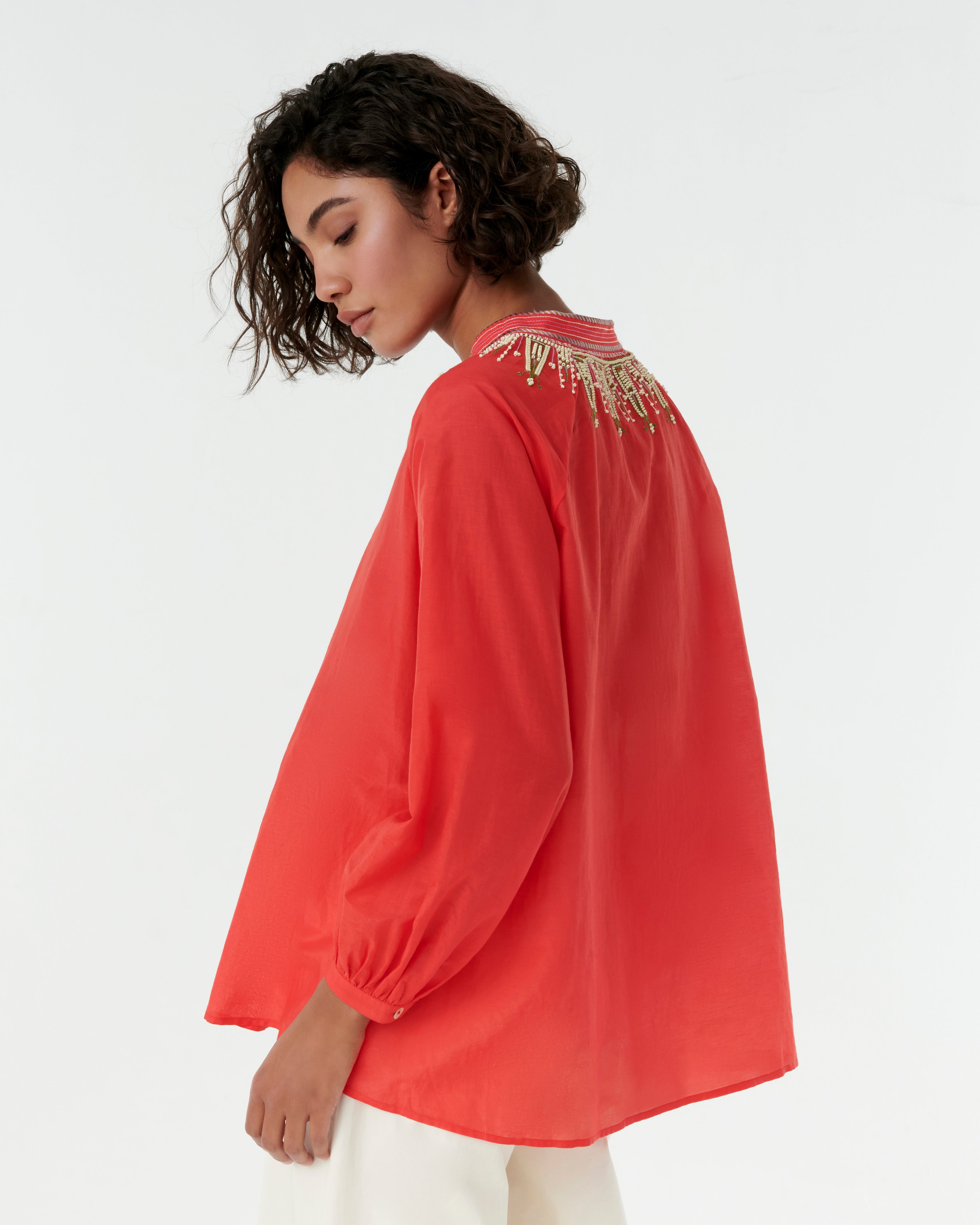 Ilizia Blouse with Japanese Peacock Embroidery