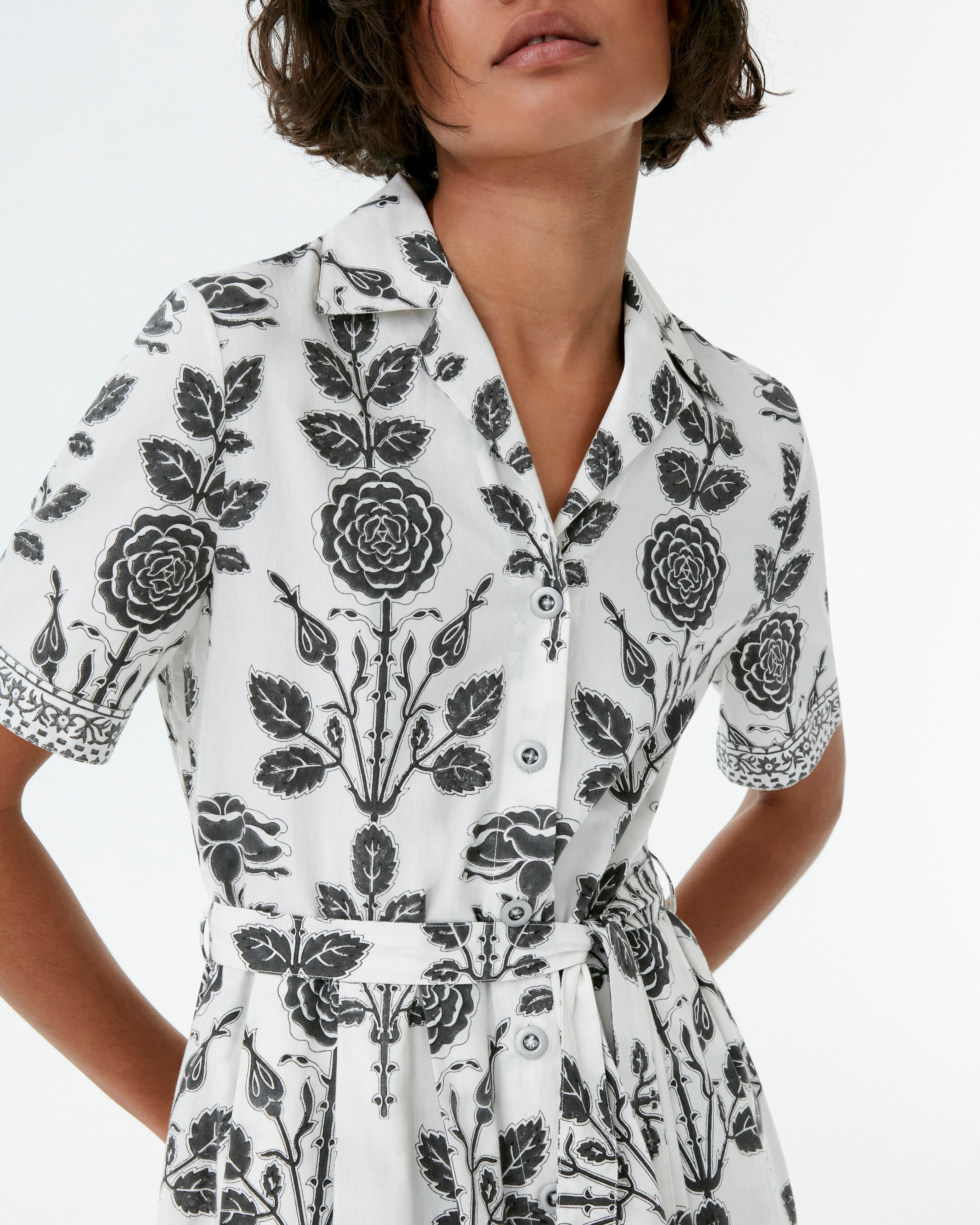 Claudia Dress in Black Rose Print