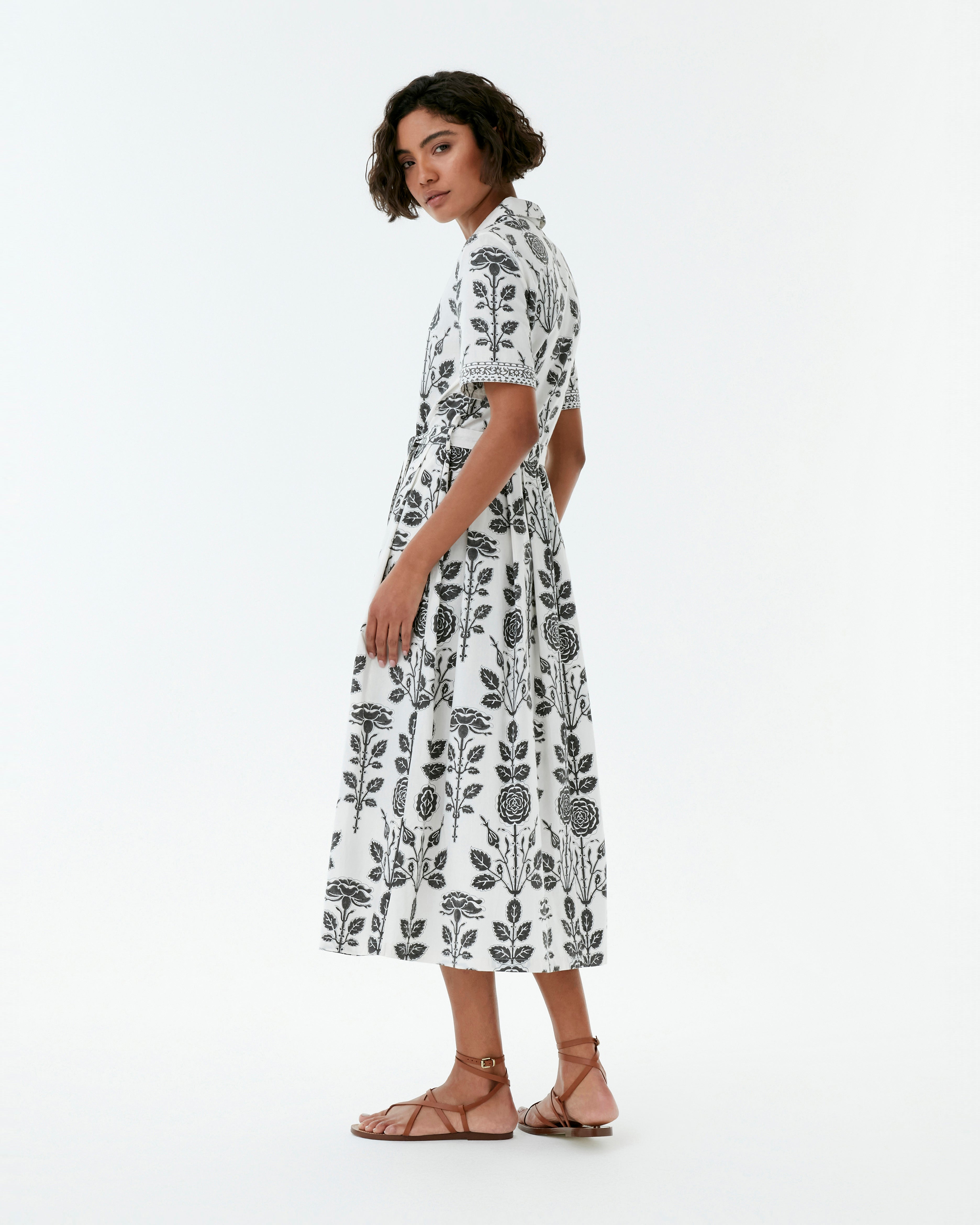 Claudia Dress in Black Rose Print