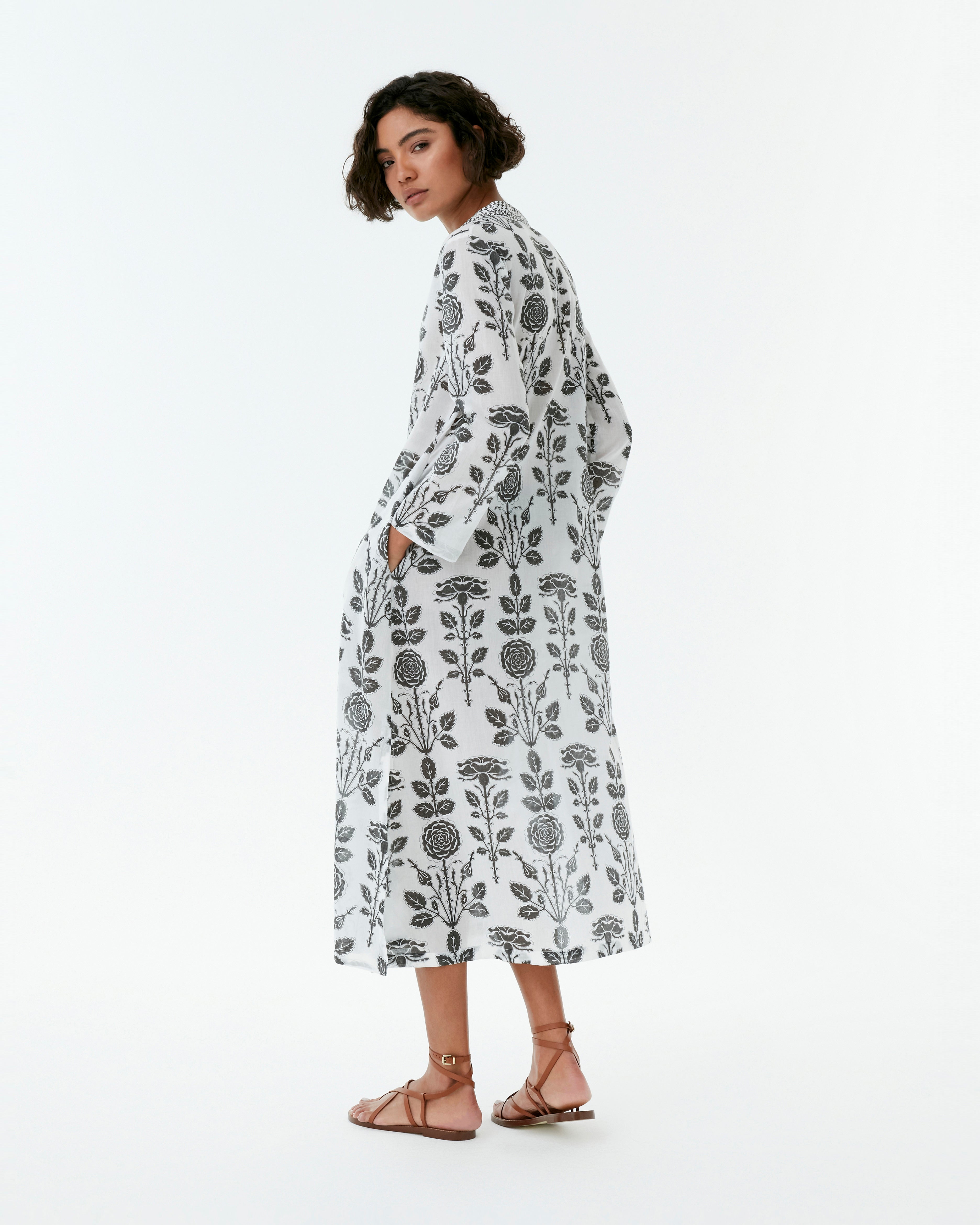 Giada Caftan in Black Rose Print