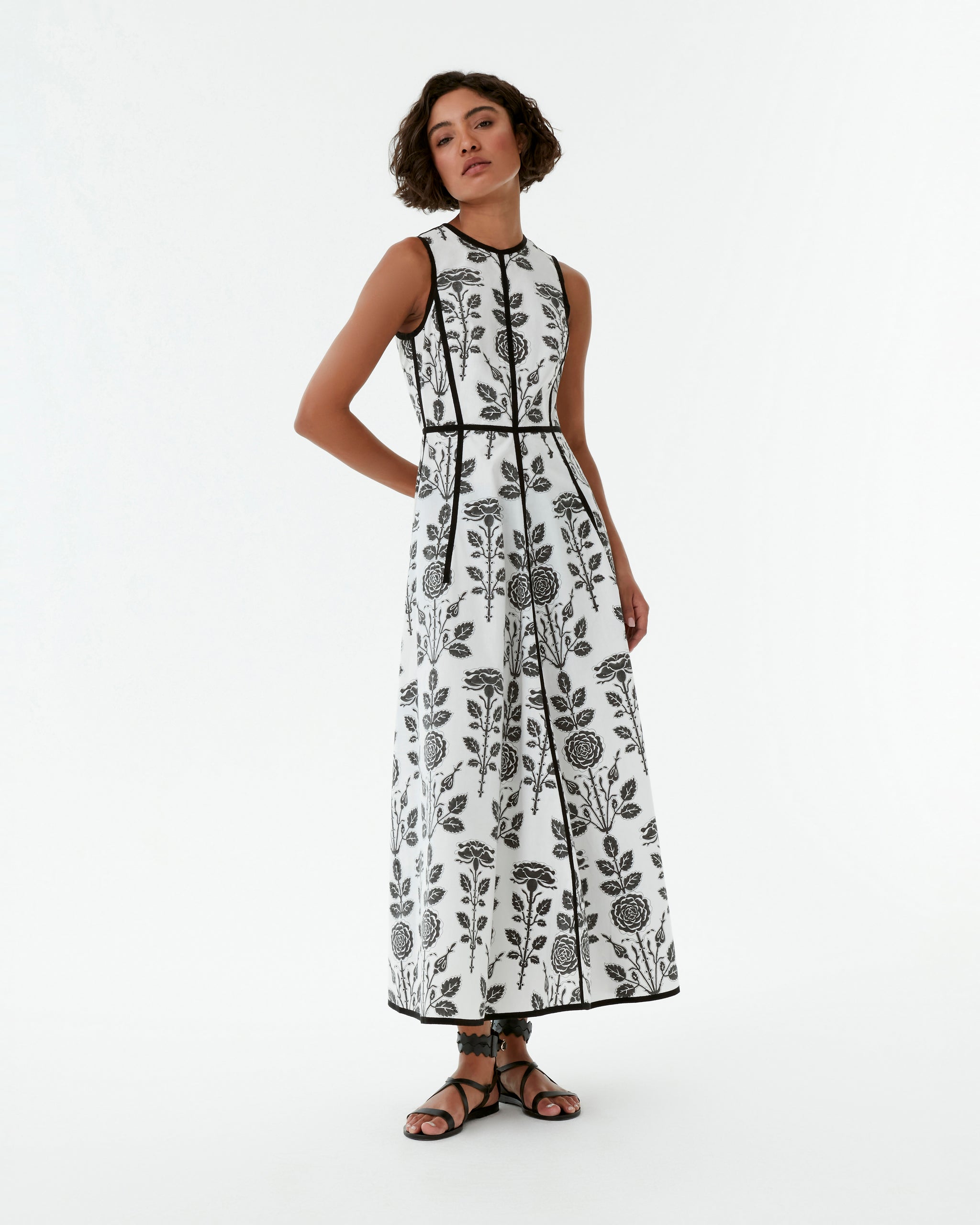 Clodette Dress in Black Rose Print