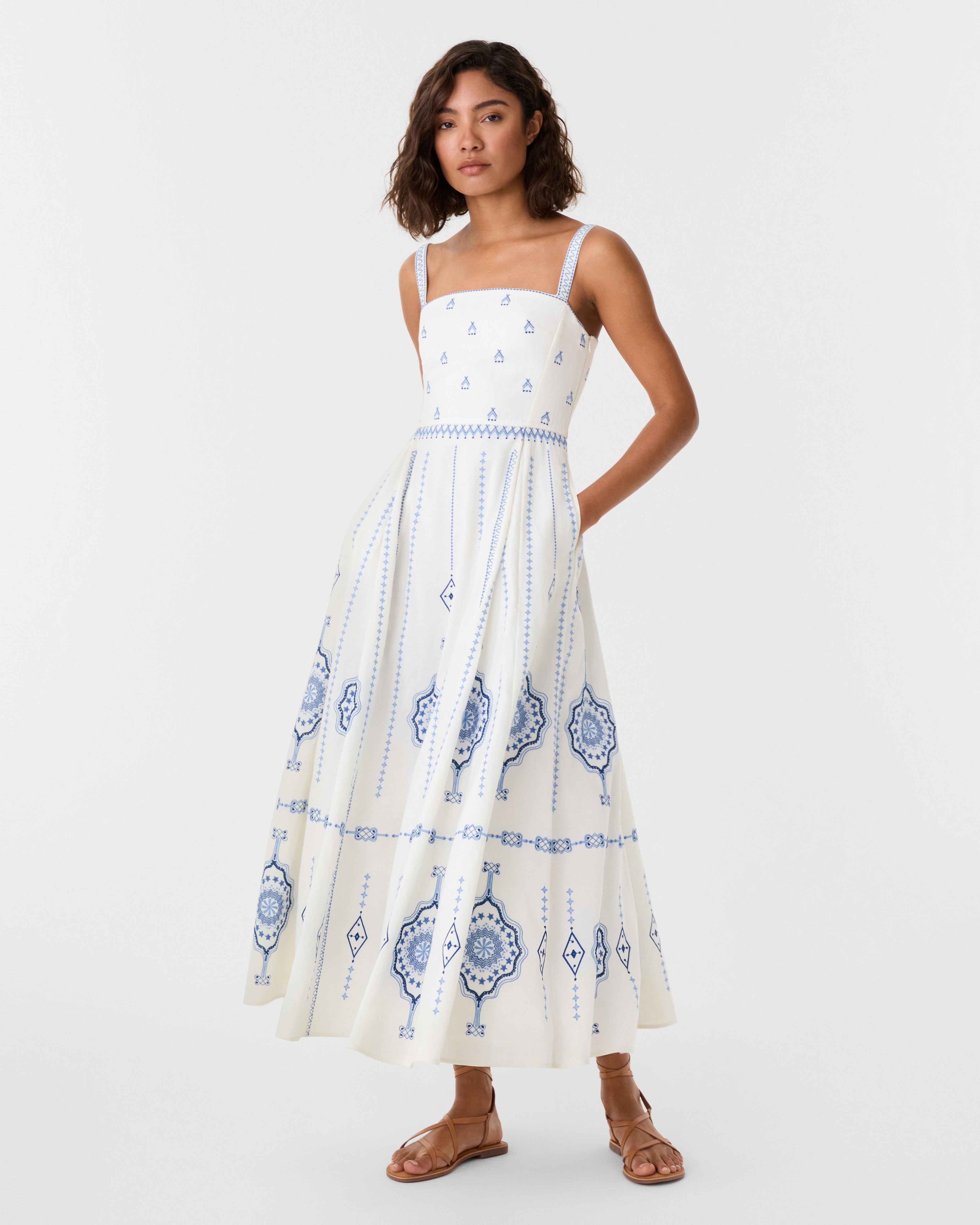Aneeda Dress with Celestial Embroidery