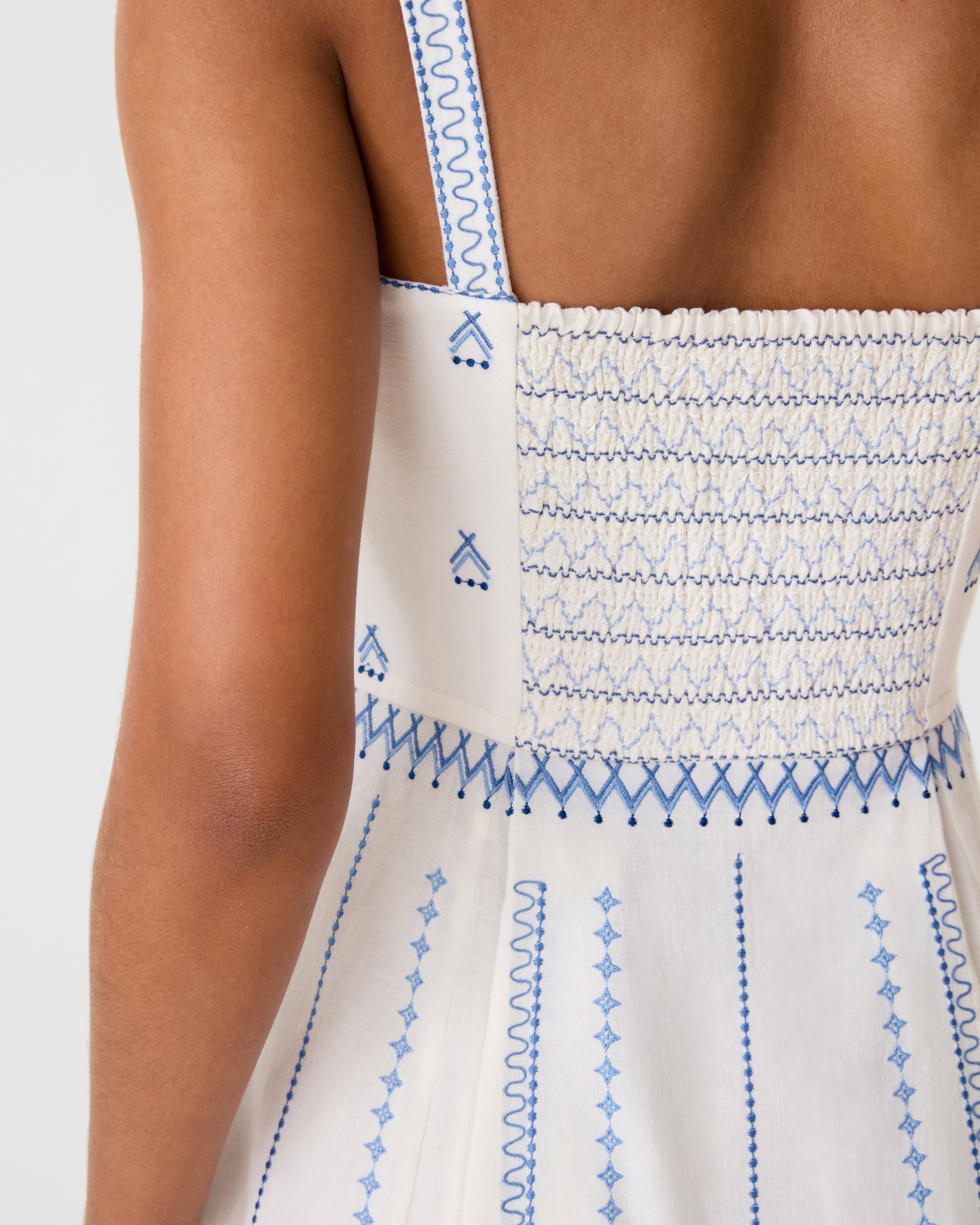 Aneeda Dress with Celestial Embroidery