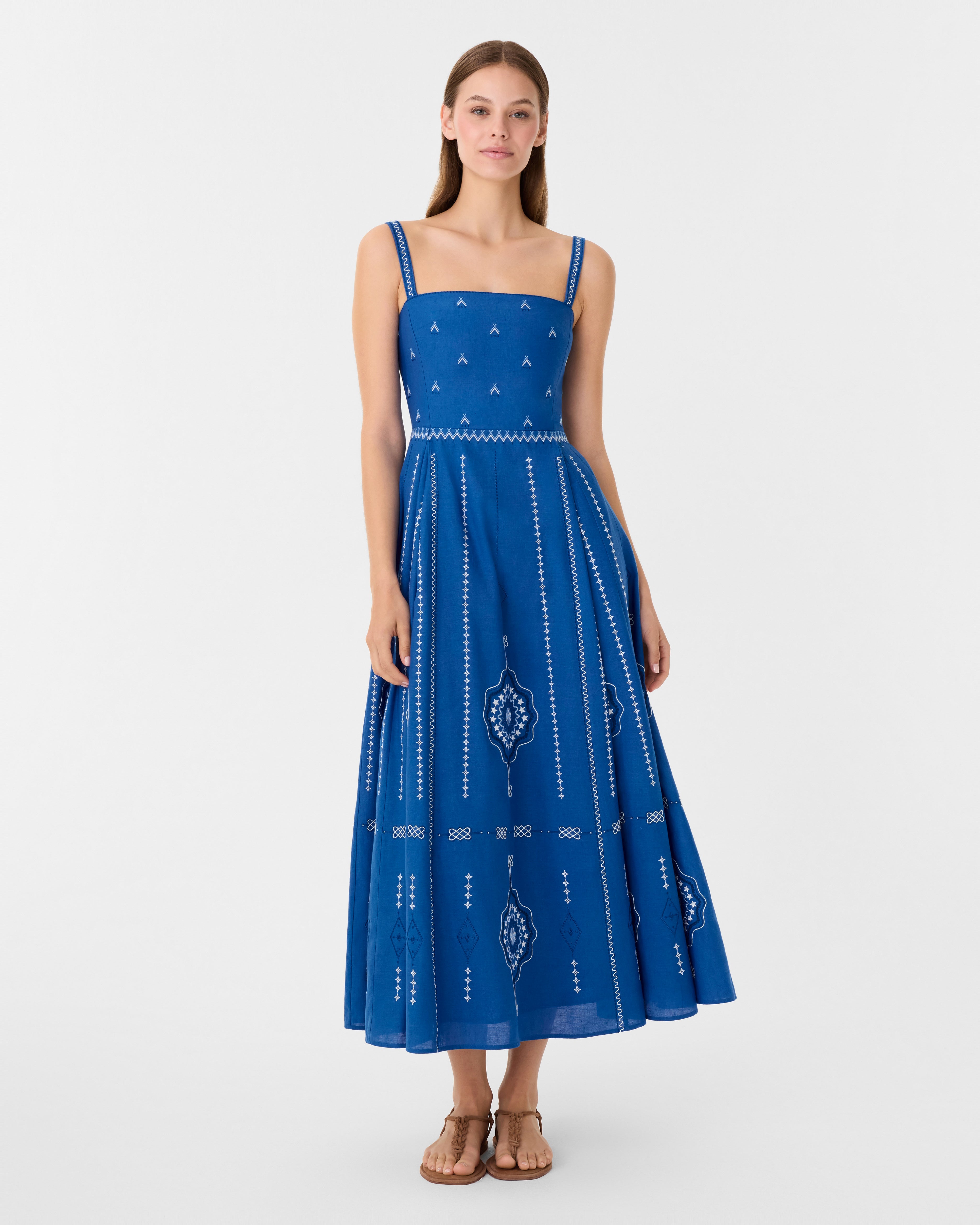 Aneeda Dress with Celestial Embroidery