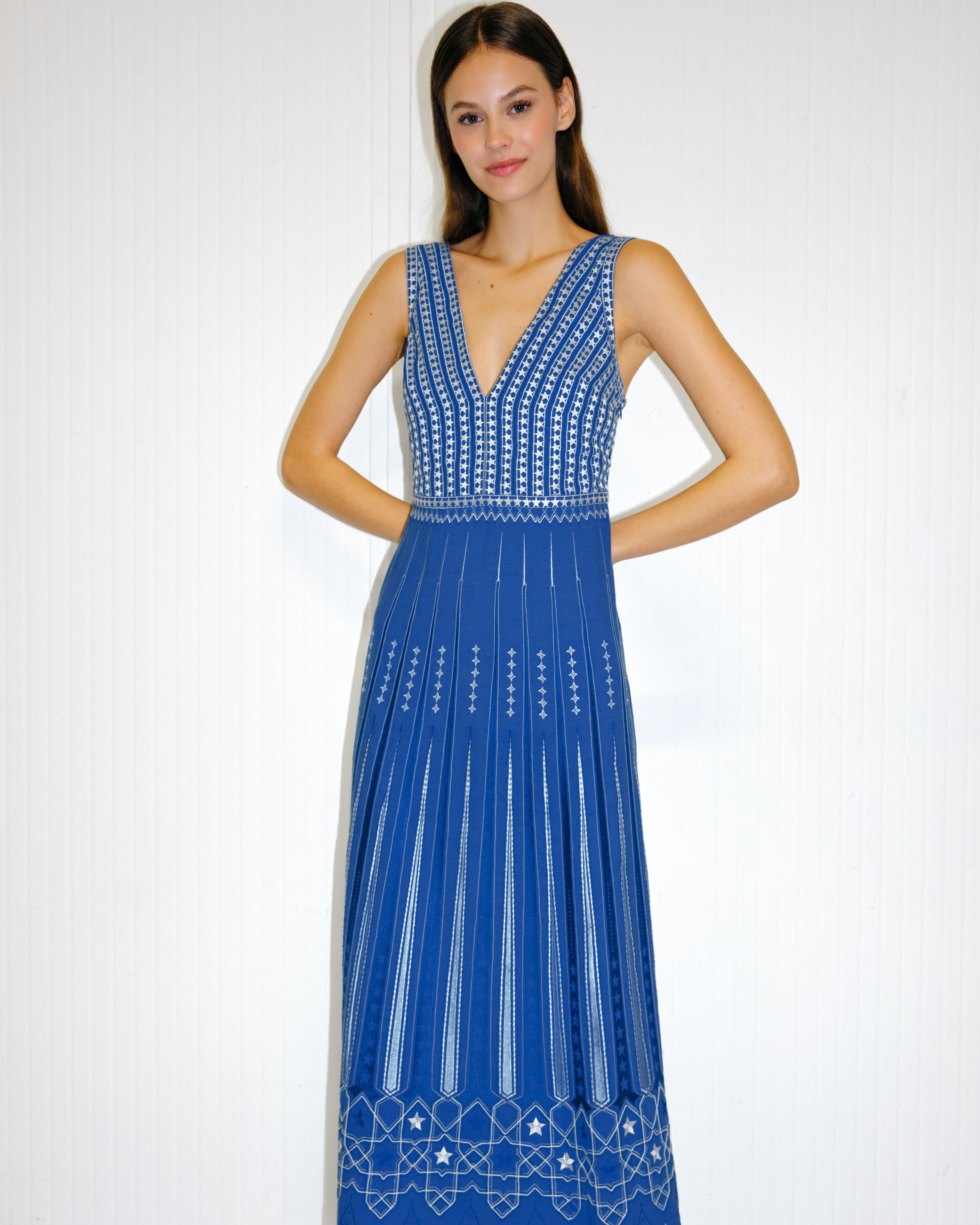 Nellie Dress with with Celestial Embroidery