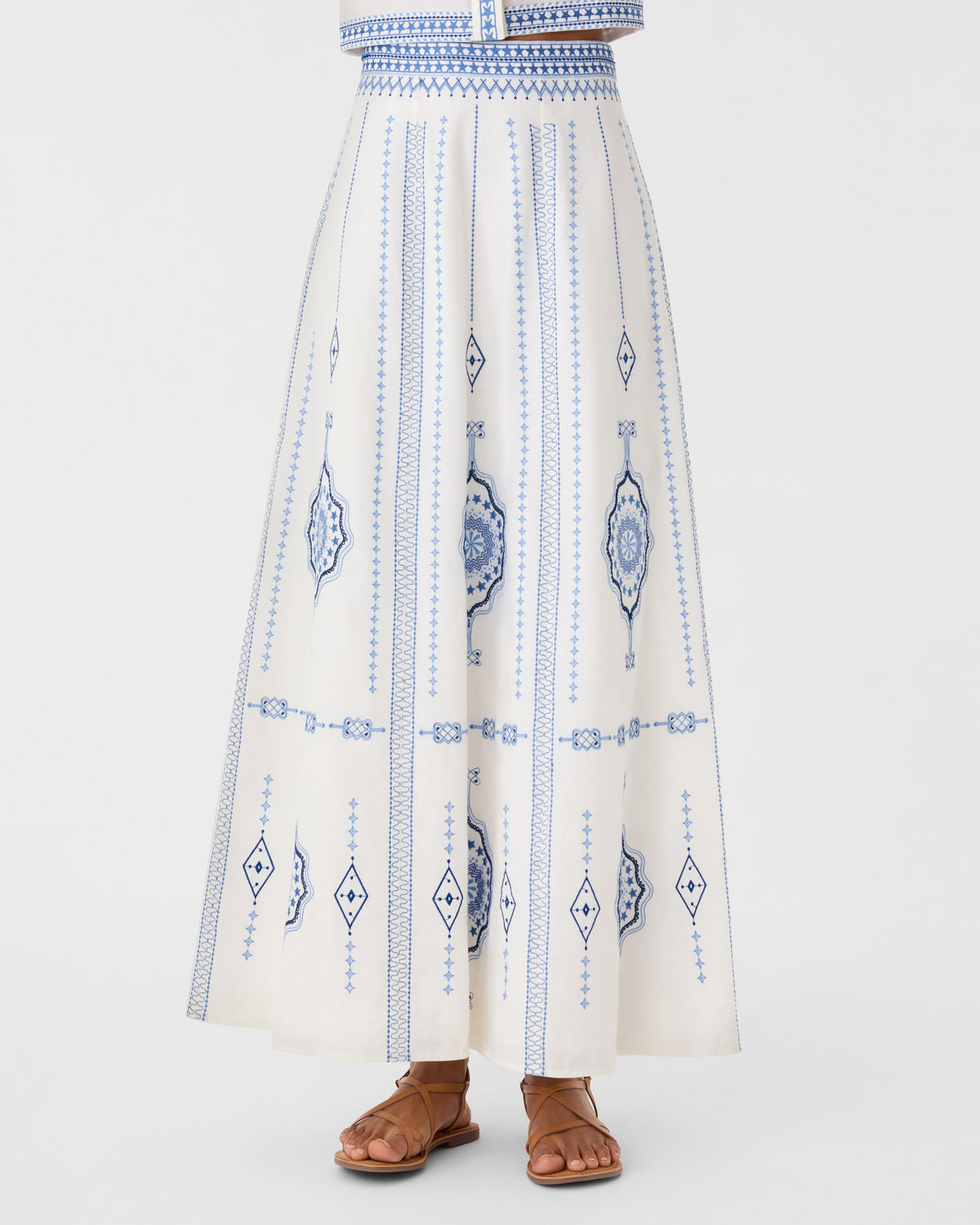 Camille Skirt with Soft Celestial Embroidery