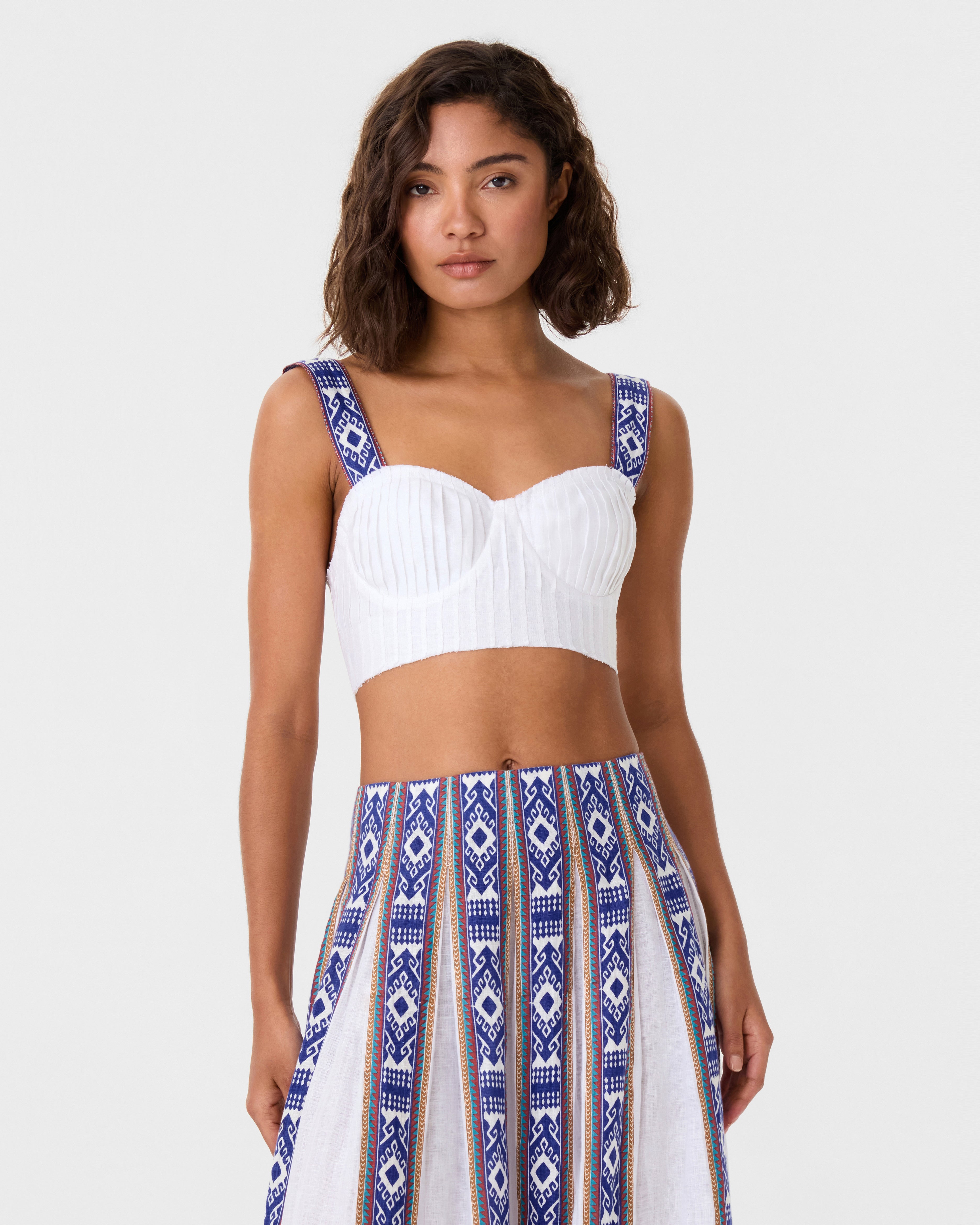 Dalia Top in Blue Horizon Print