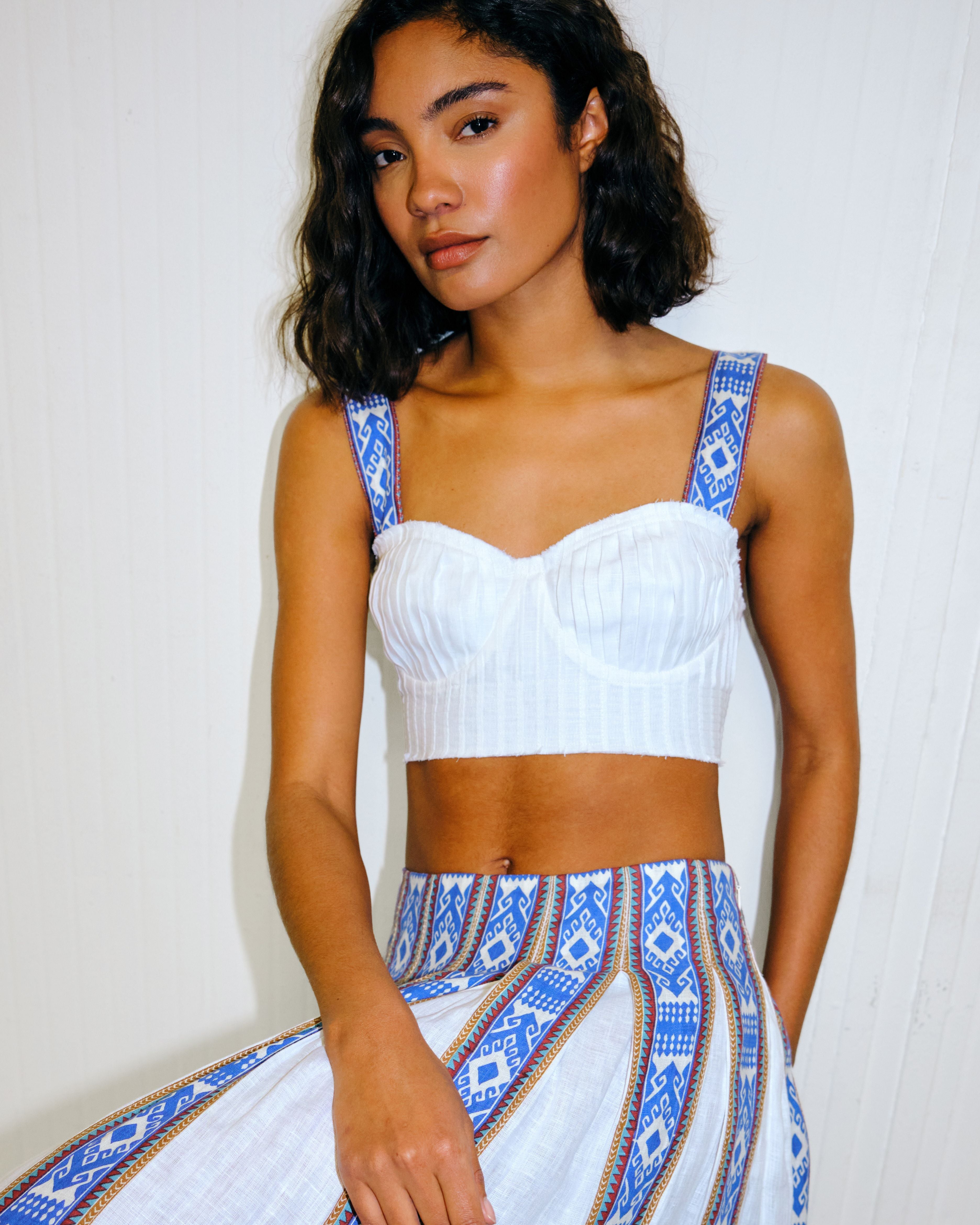 Dalia Top in Blue Horizon Print
