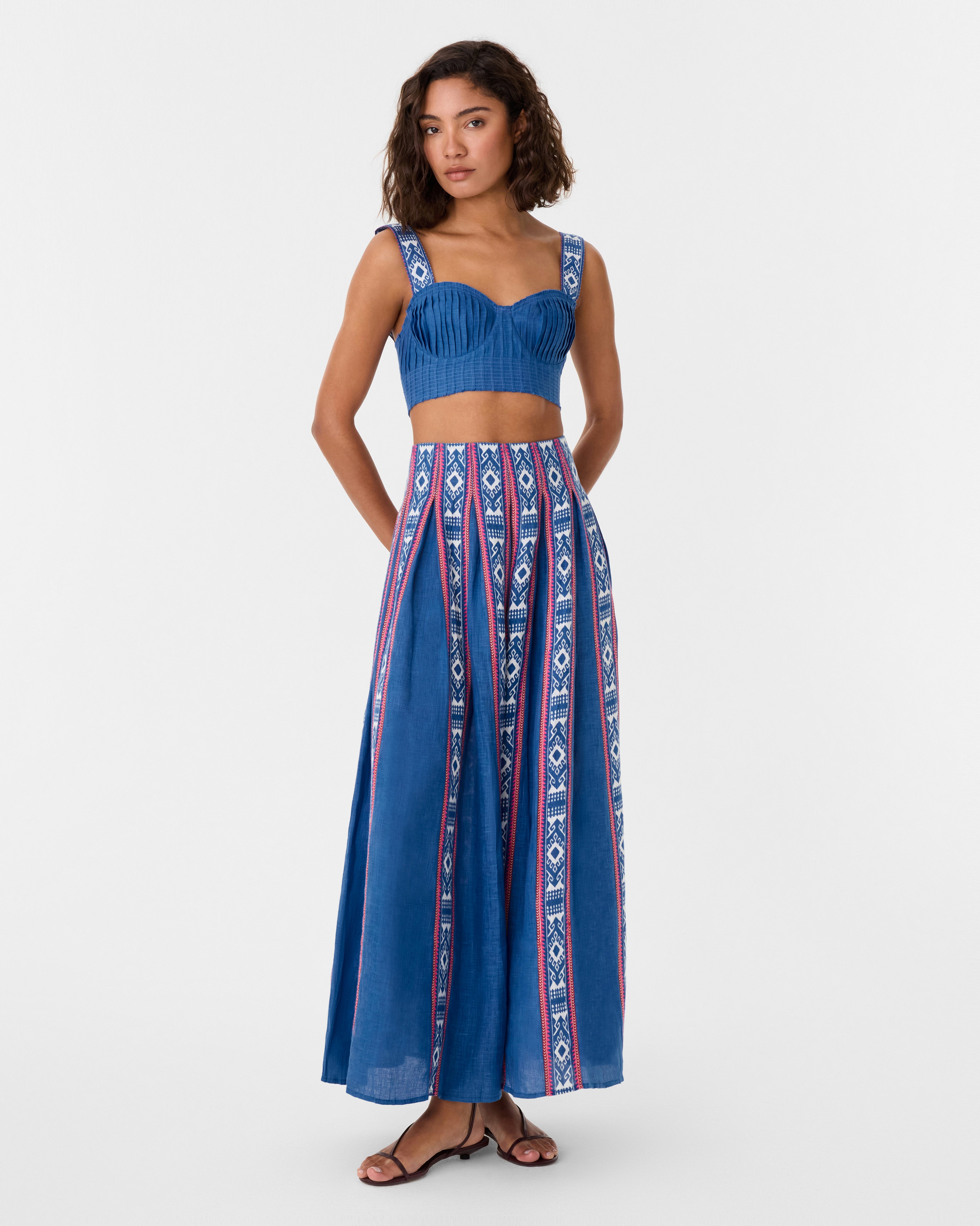 Dalia Top in Blue Horizon Print