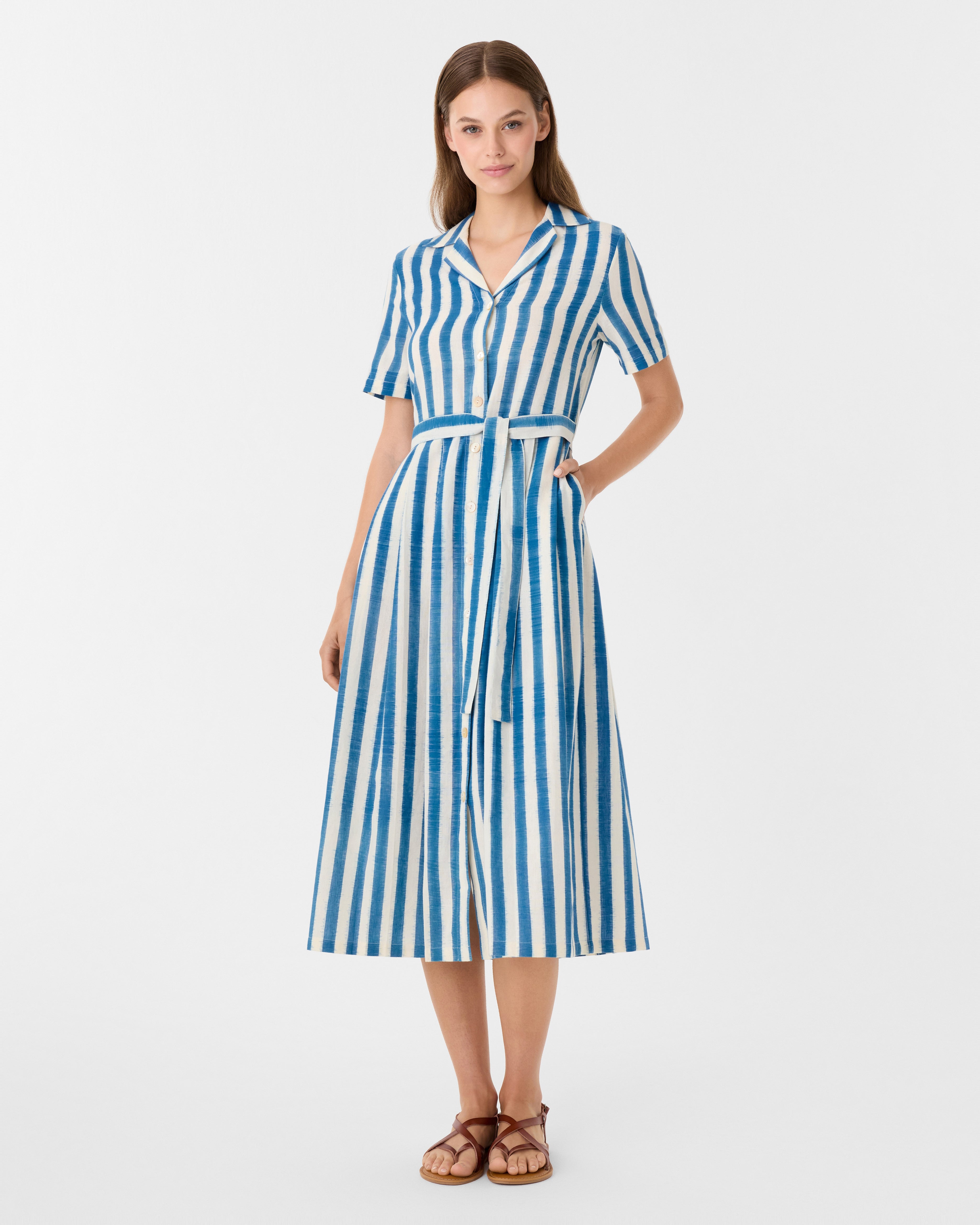 Claudia Dress in Ikat Stripes