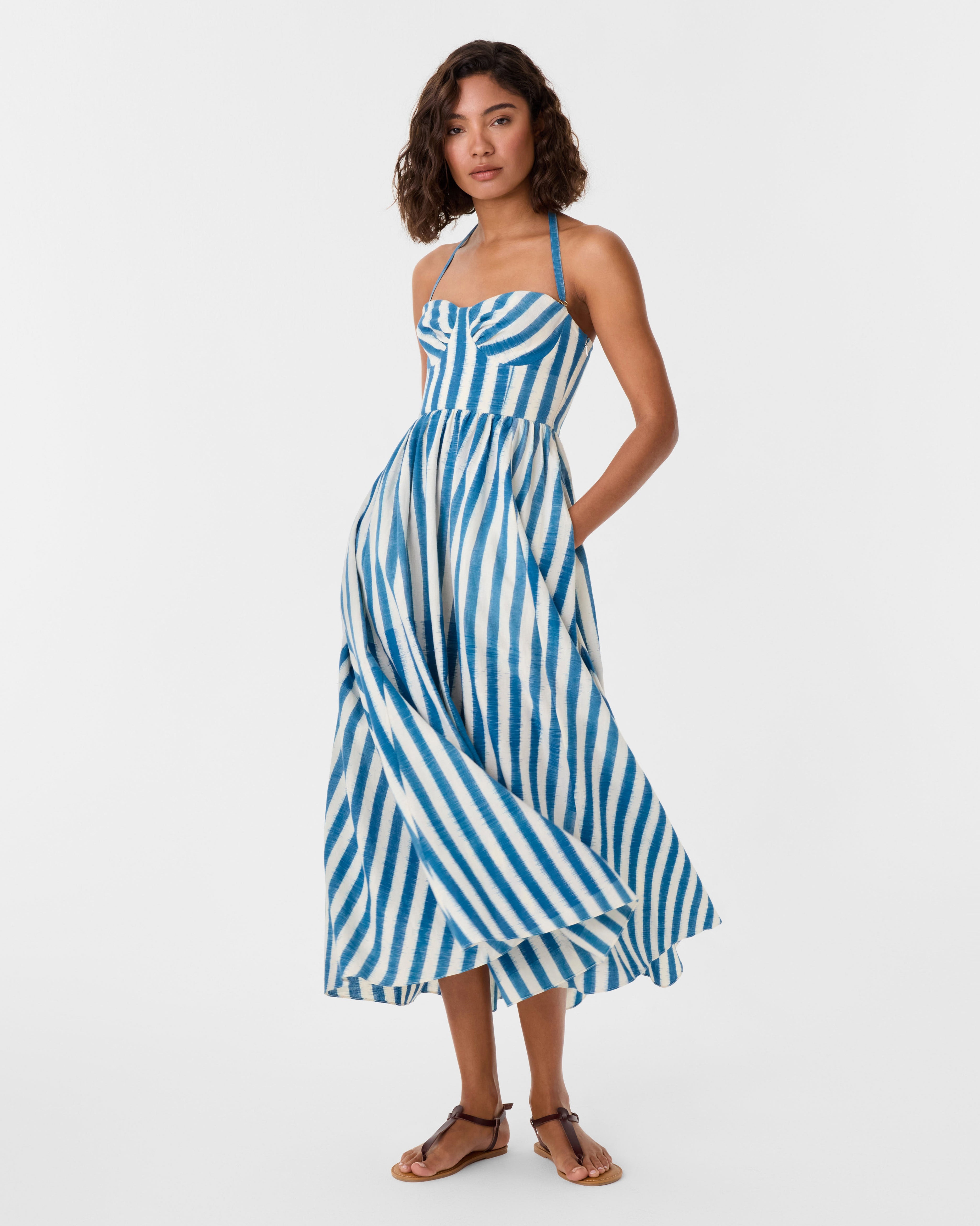 Johanna Dress in Ikat Stripes