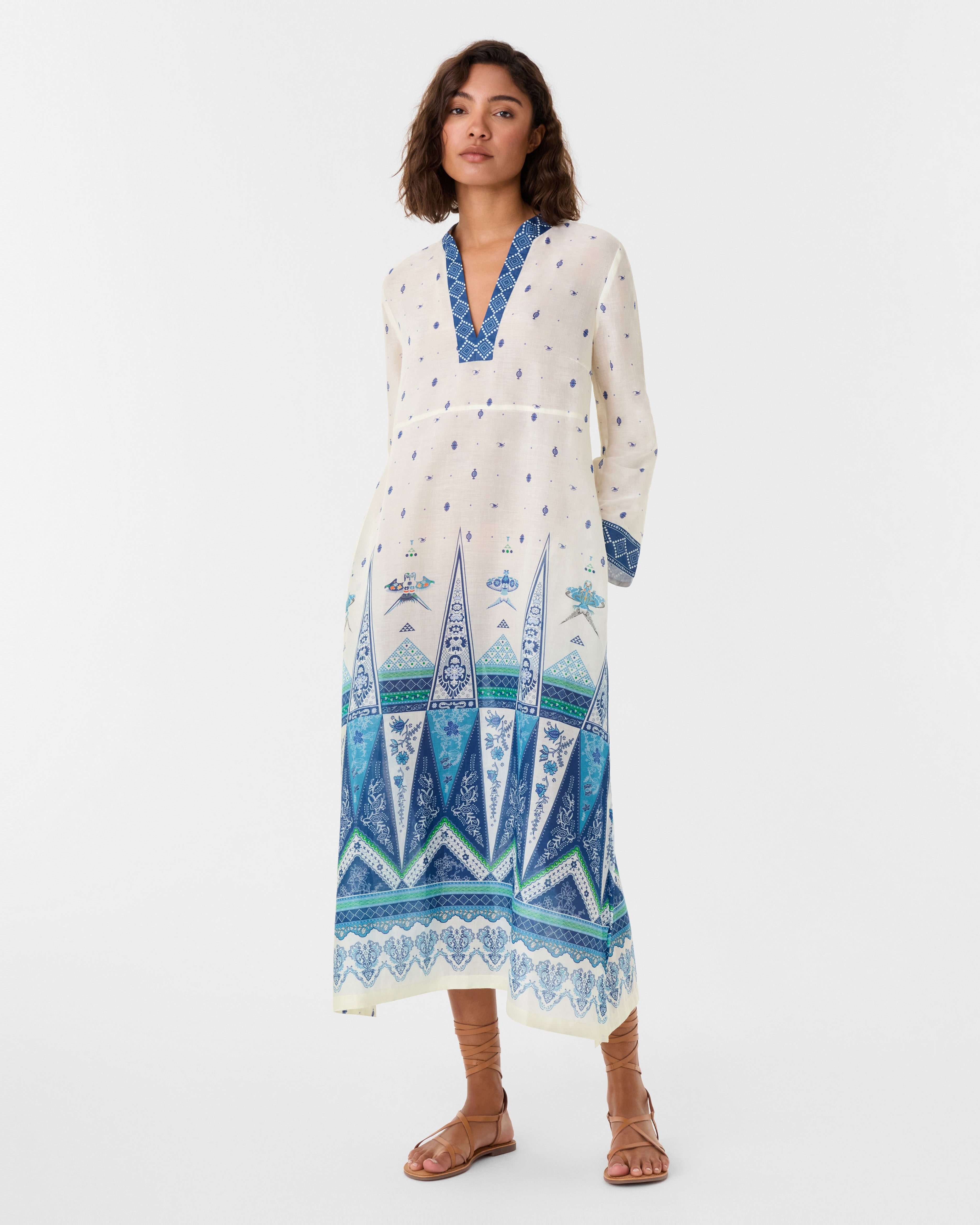 Giada Caftan in Kites Print