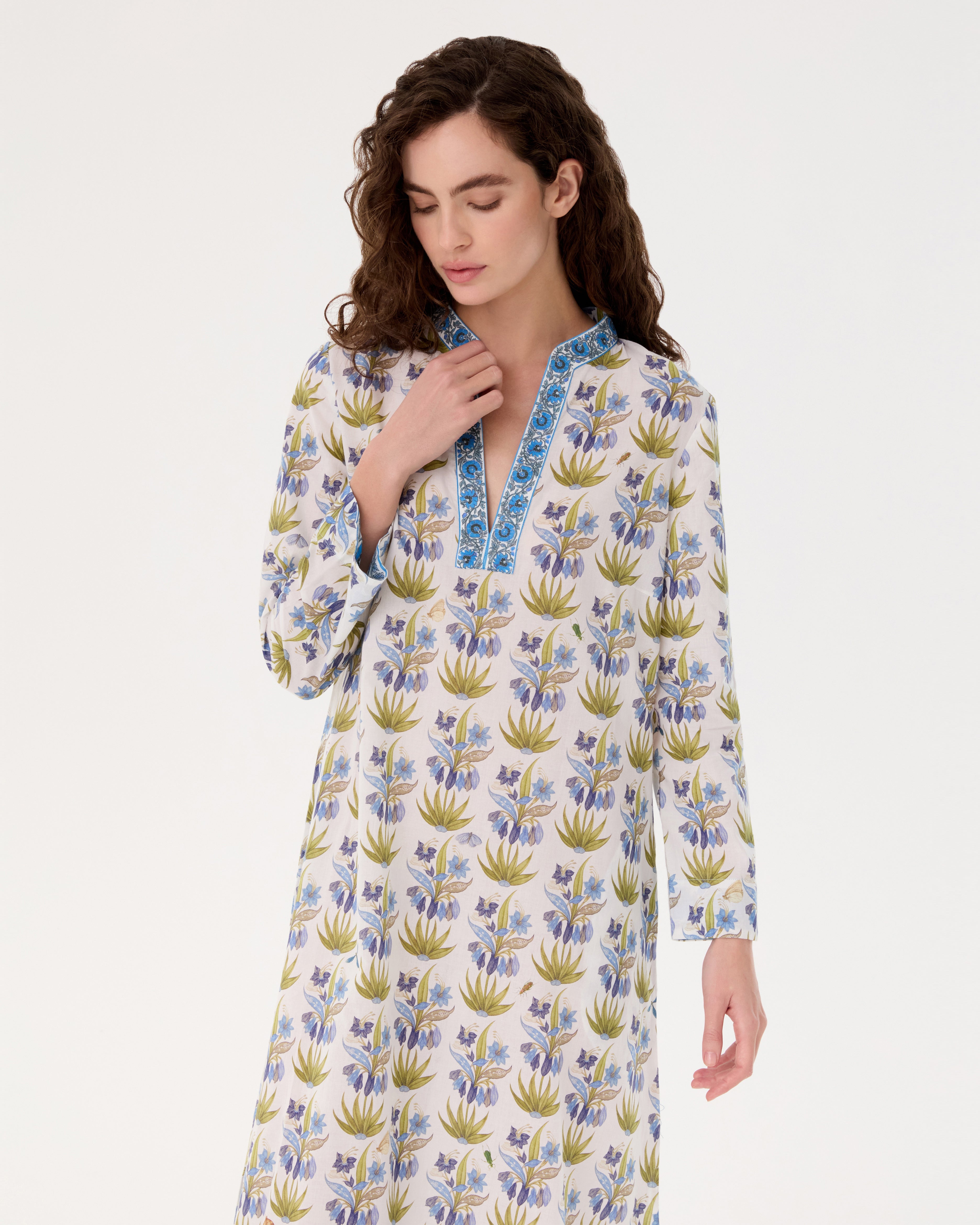 Giada Caftan in Celestine Flower Print