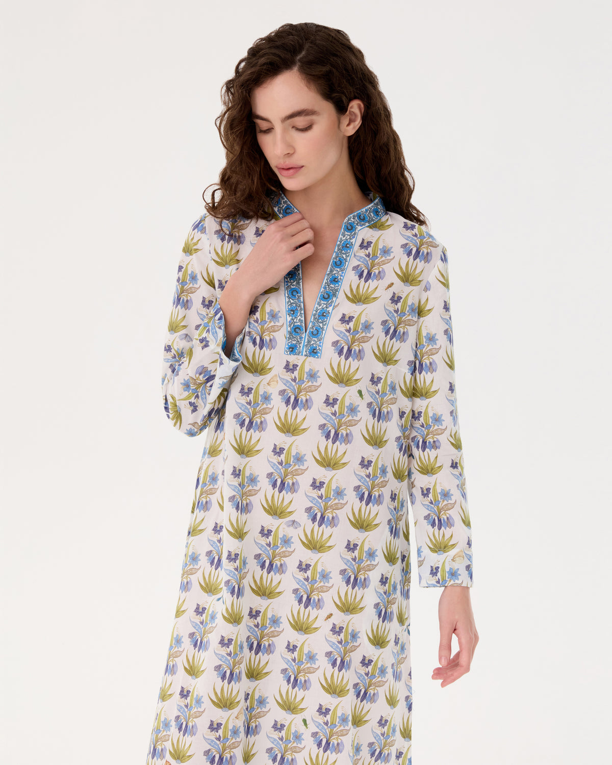 Giada Caftan in Celestine Flower Print