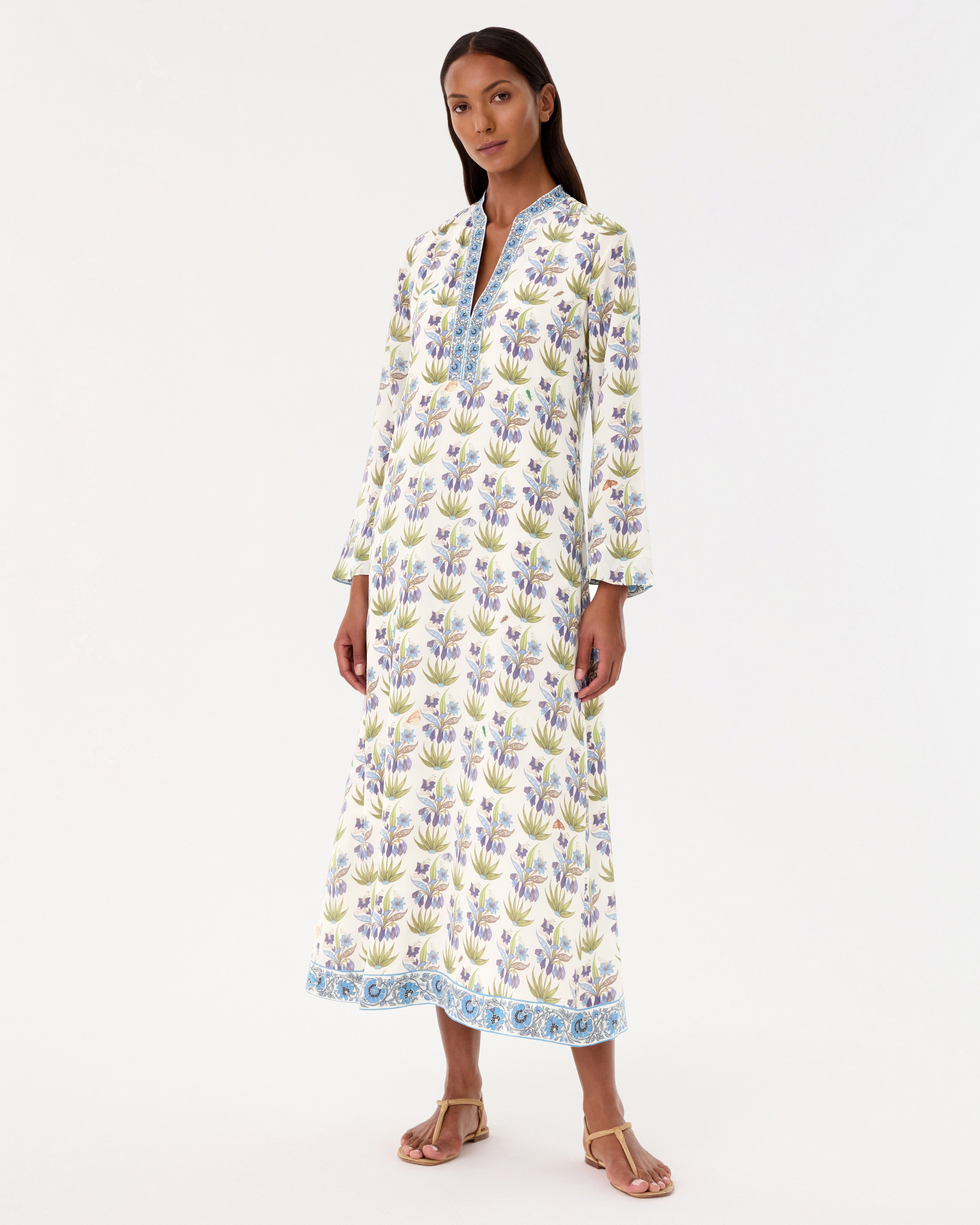 Jenna Caftan in Celestine Flower Print