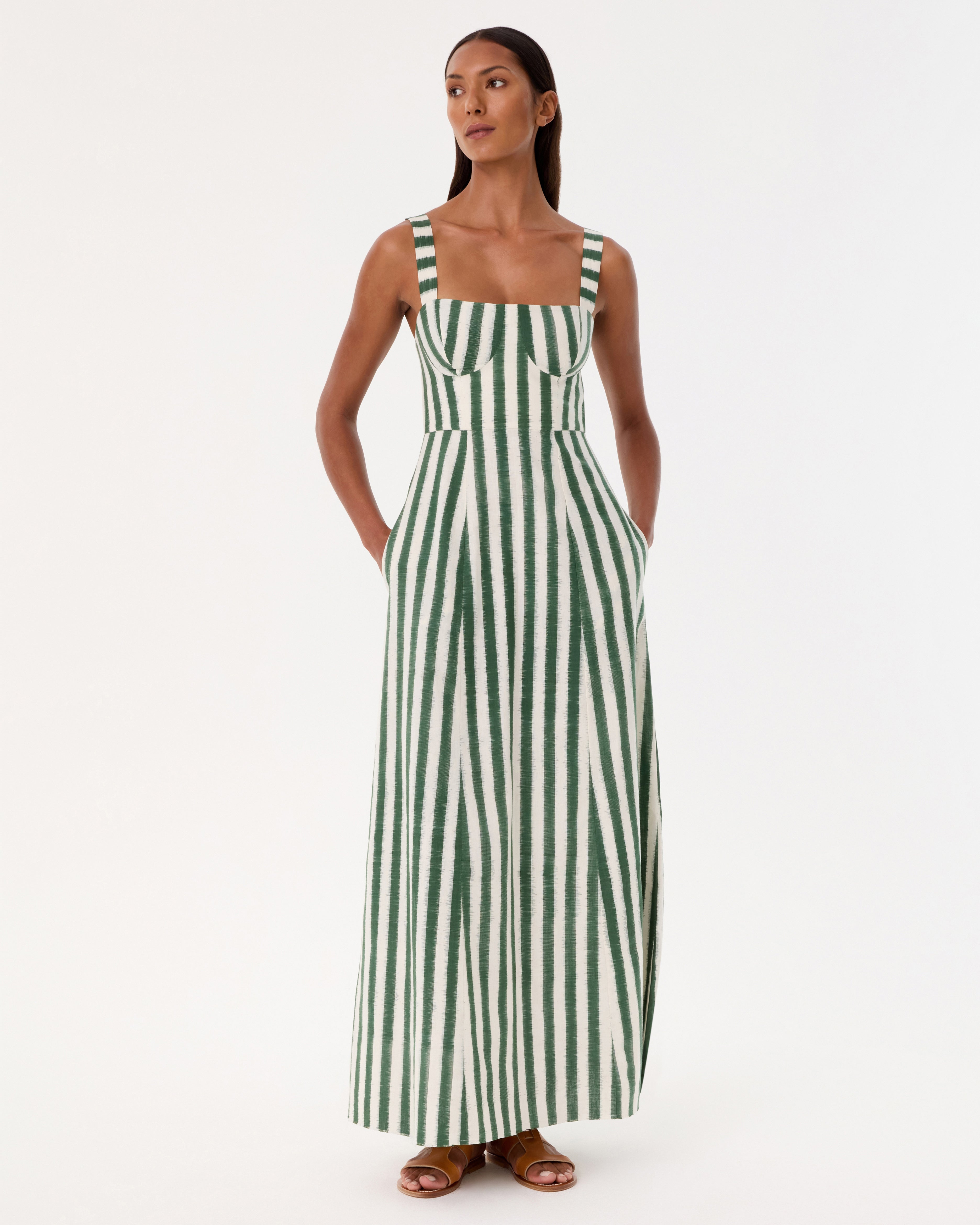 Azzurra Dress in Ikat Stripes