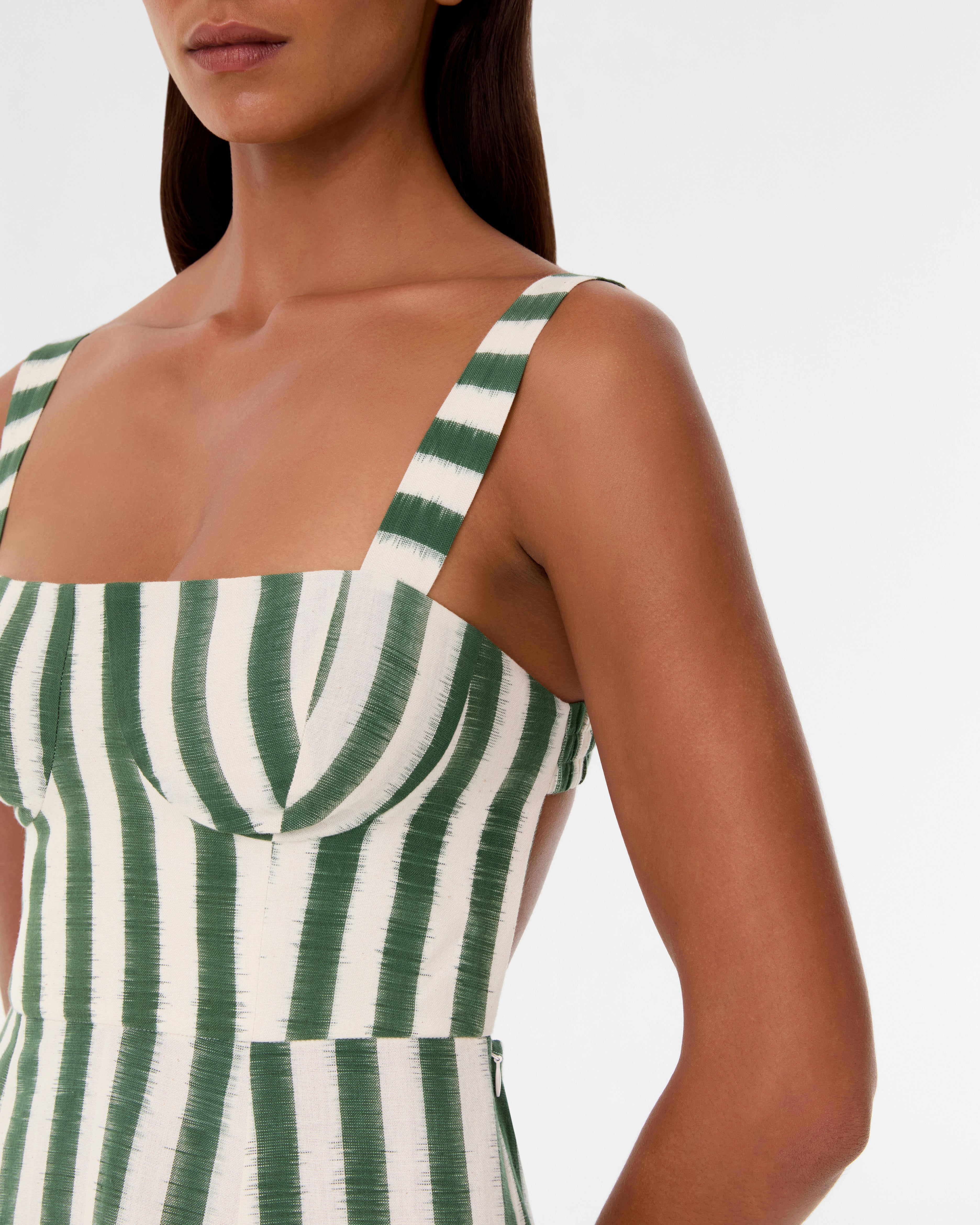 Azzurra Dress in Ikat Stripes