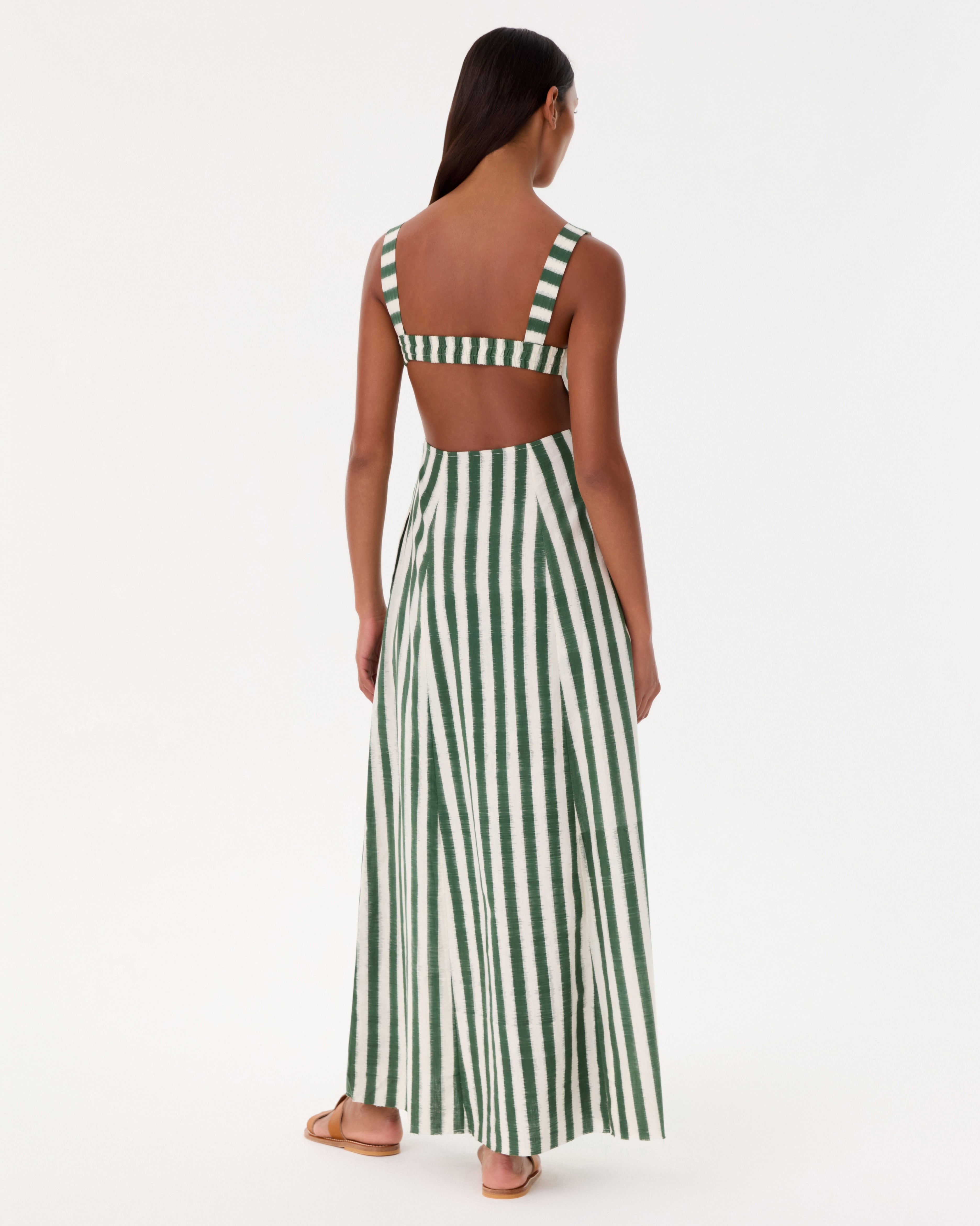 Azzurra Dress in Ikat Stripes
