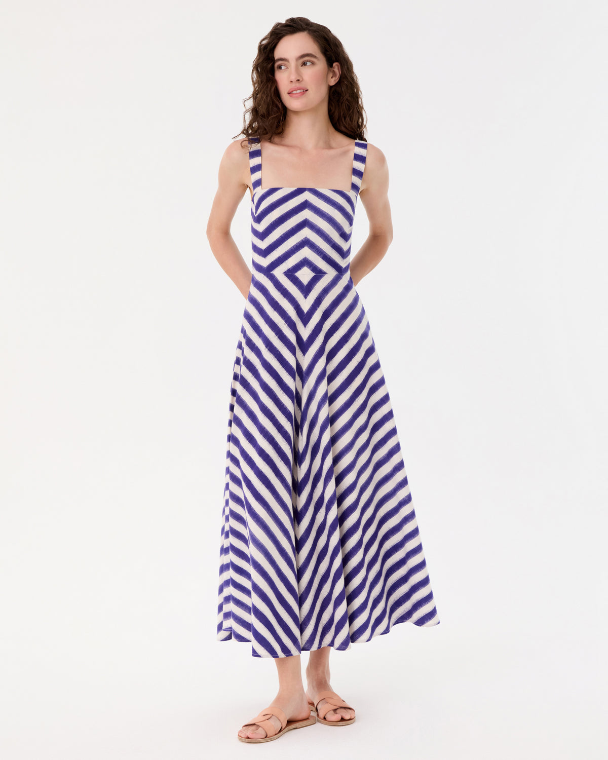 Margherita Dress in Ikat Stripes