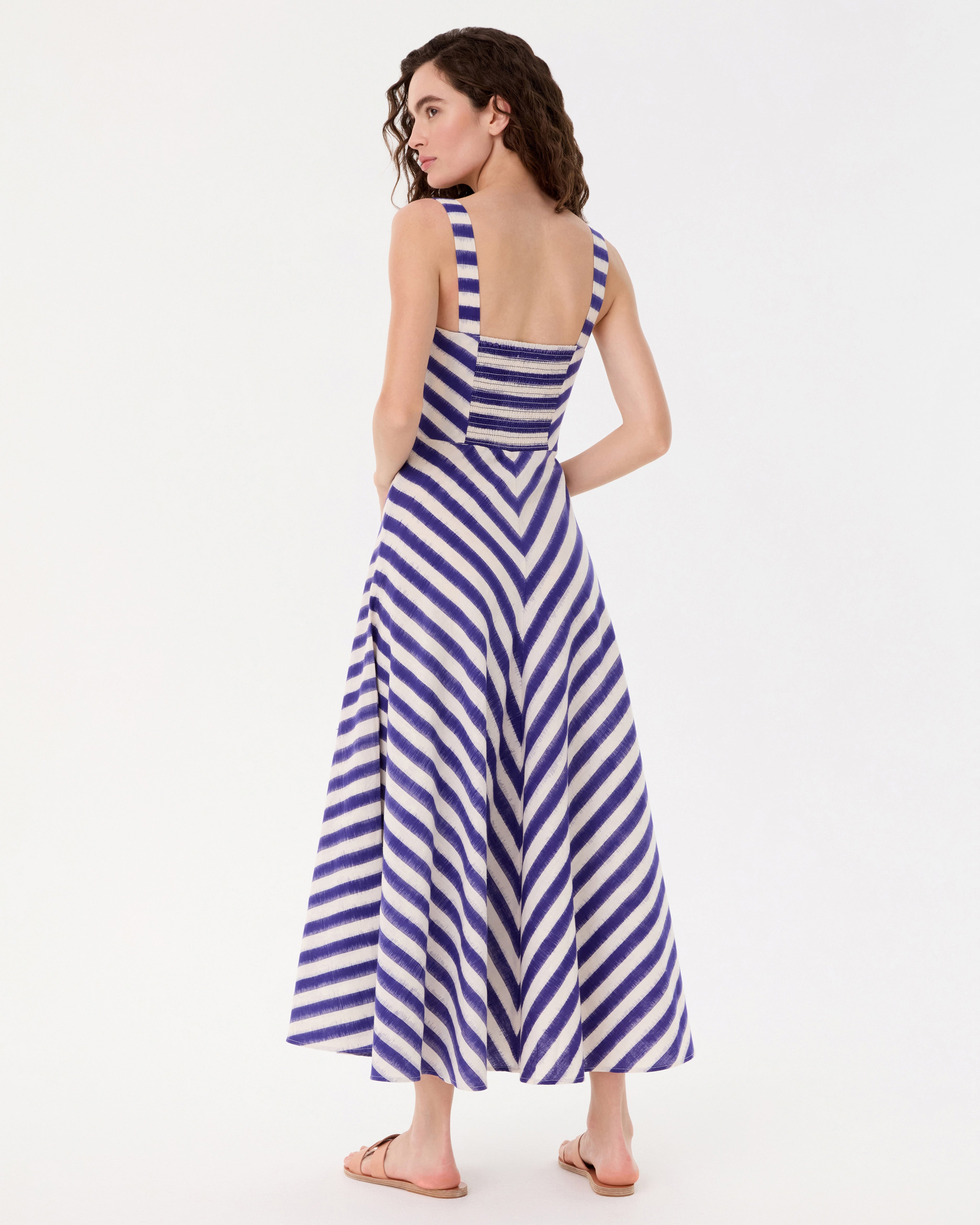 Margherita Dress in Ikat Stripes