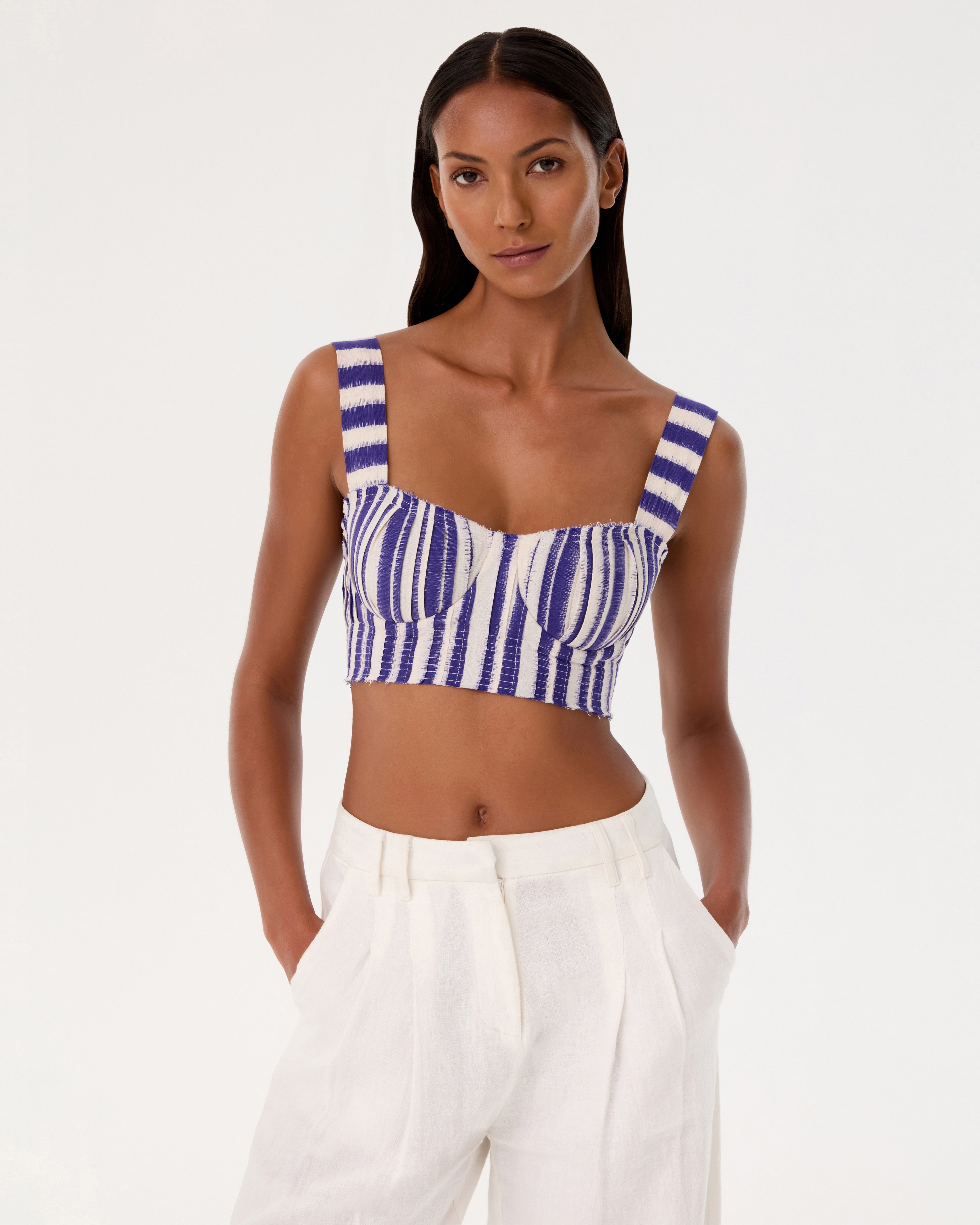 Dalia Top in Ikat Stripes
