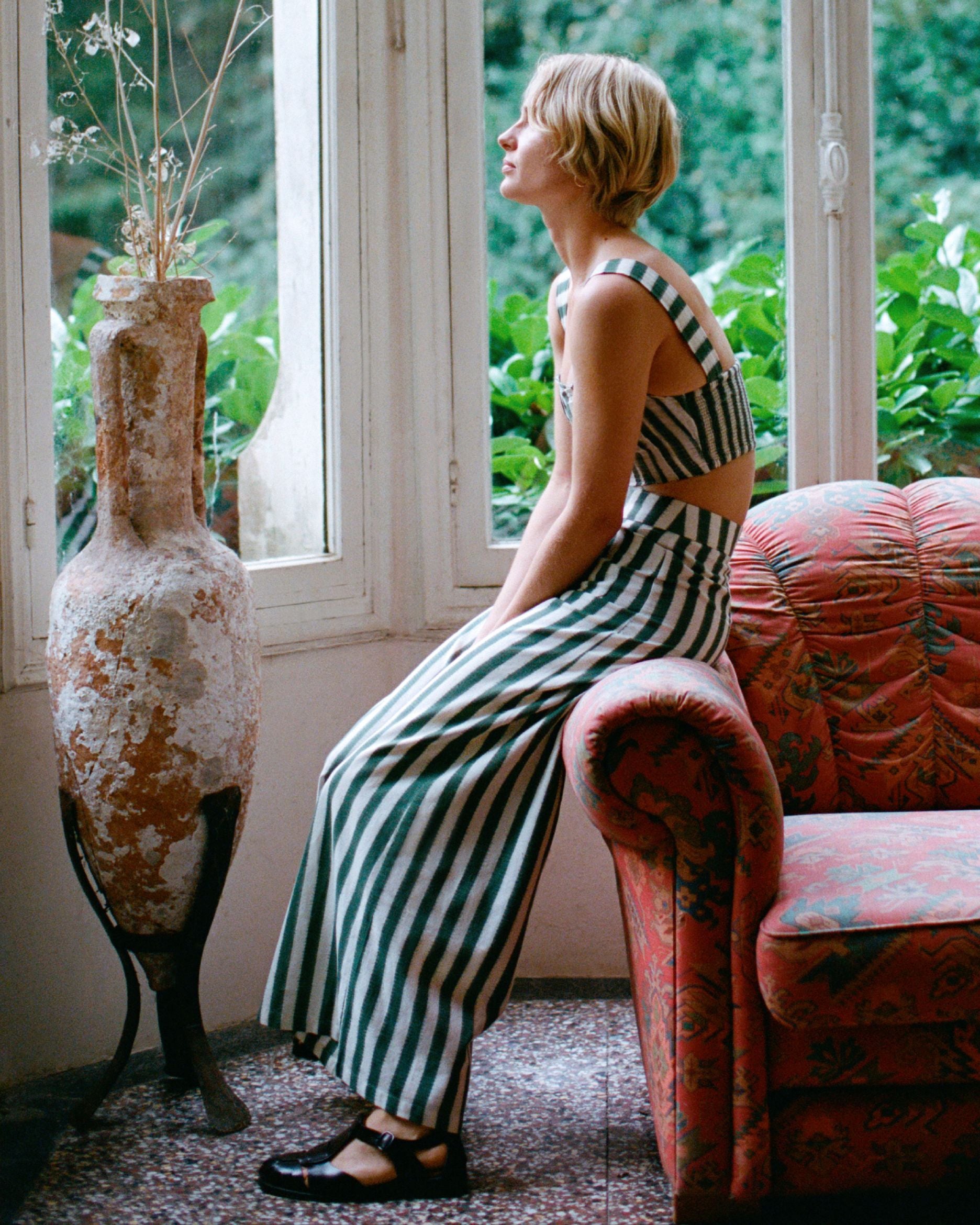 Dalia Top in Ikat Stripes
