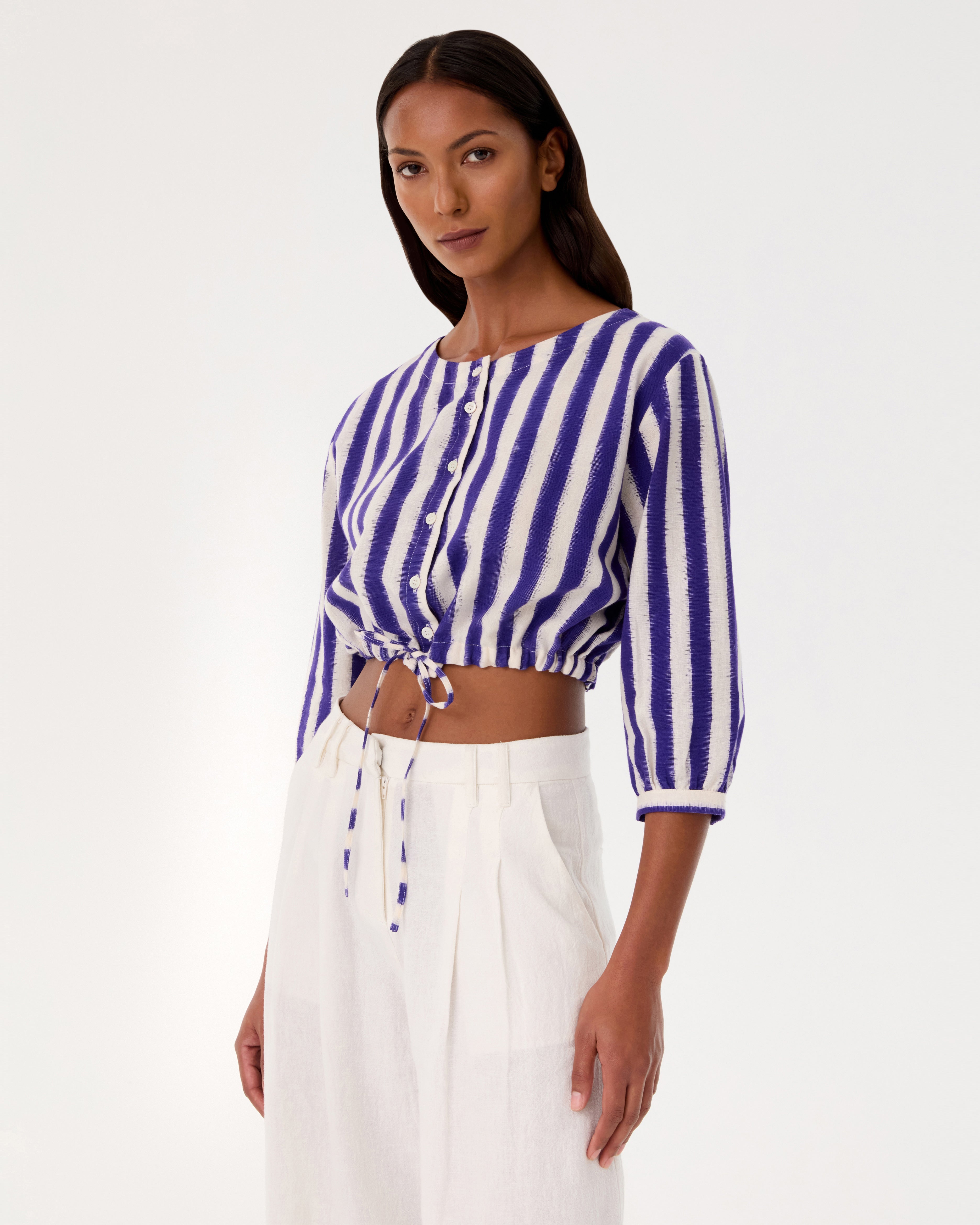 New Jinny Top in Ikat Stripes
