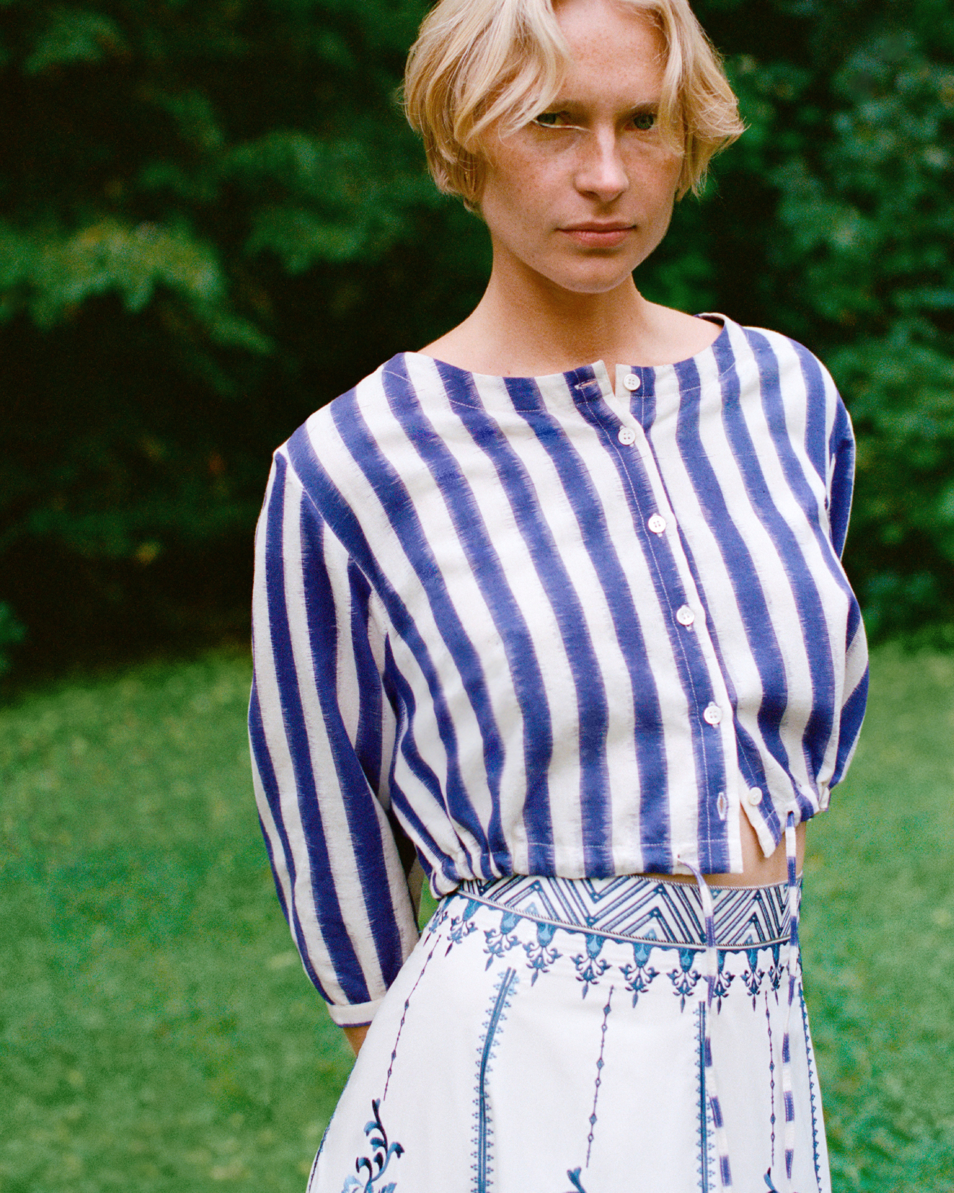 New Jinny Top in Ikat Stripes