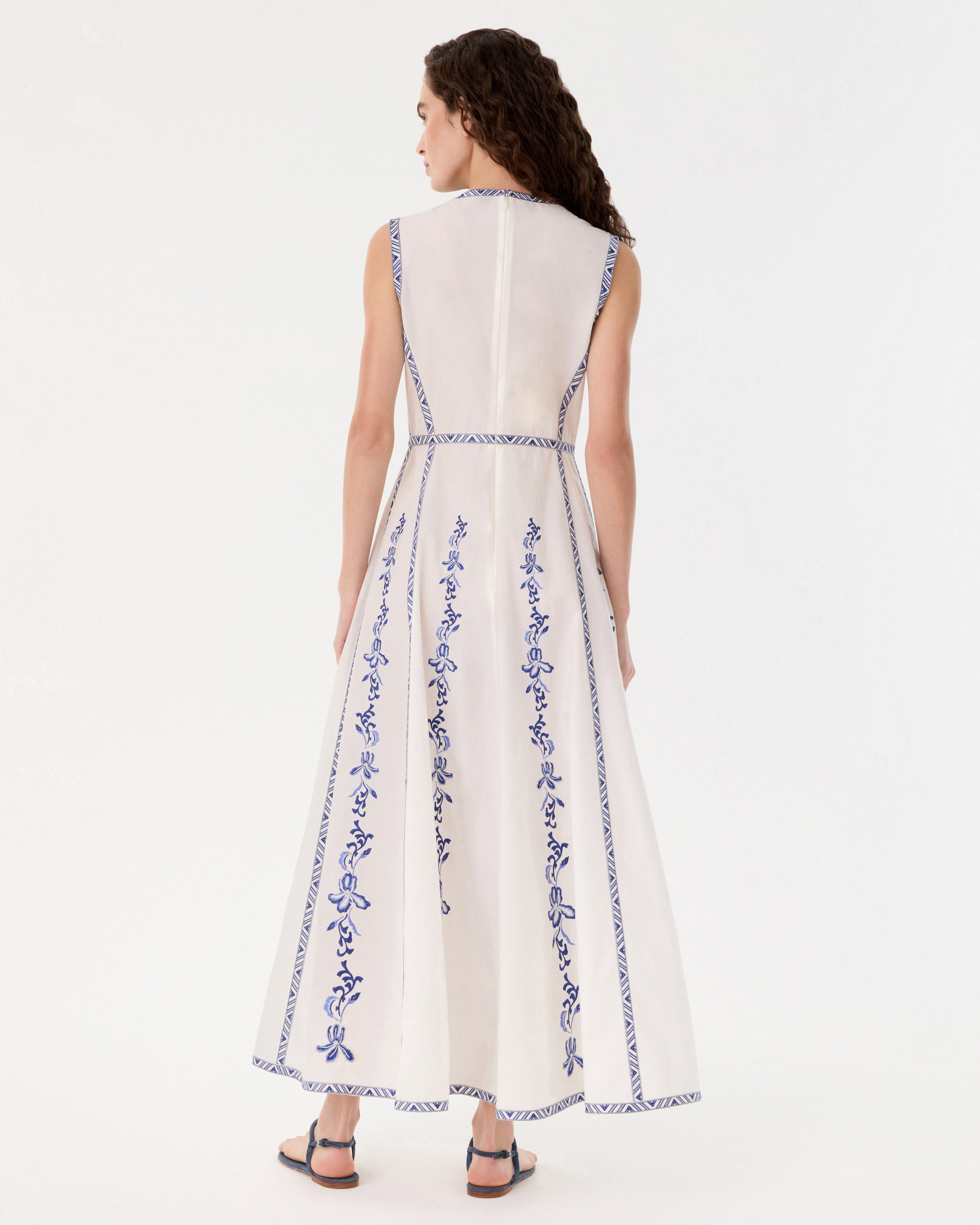 Clodette Dress with Iris Embroidery