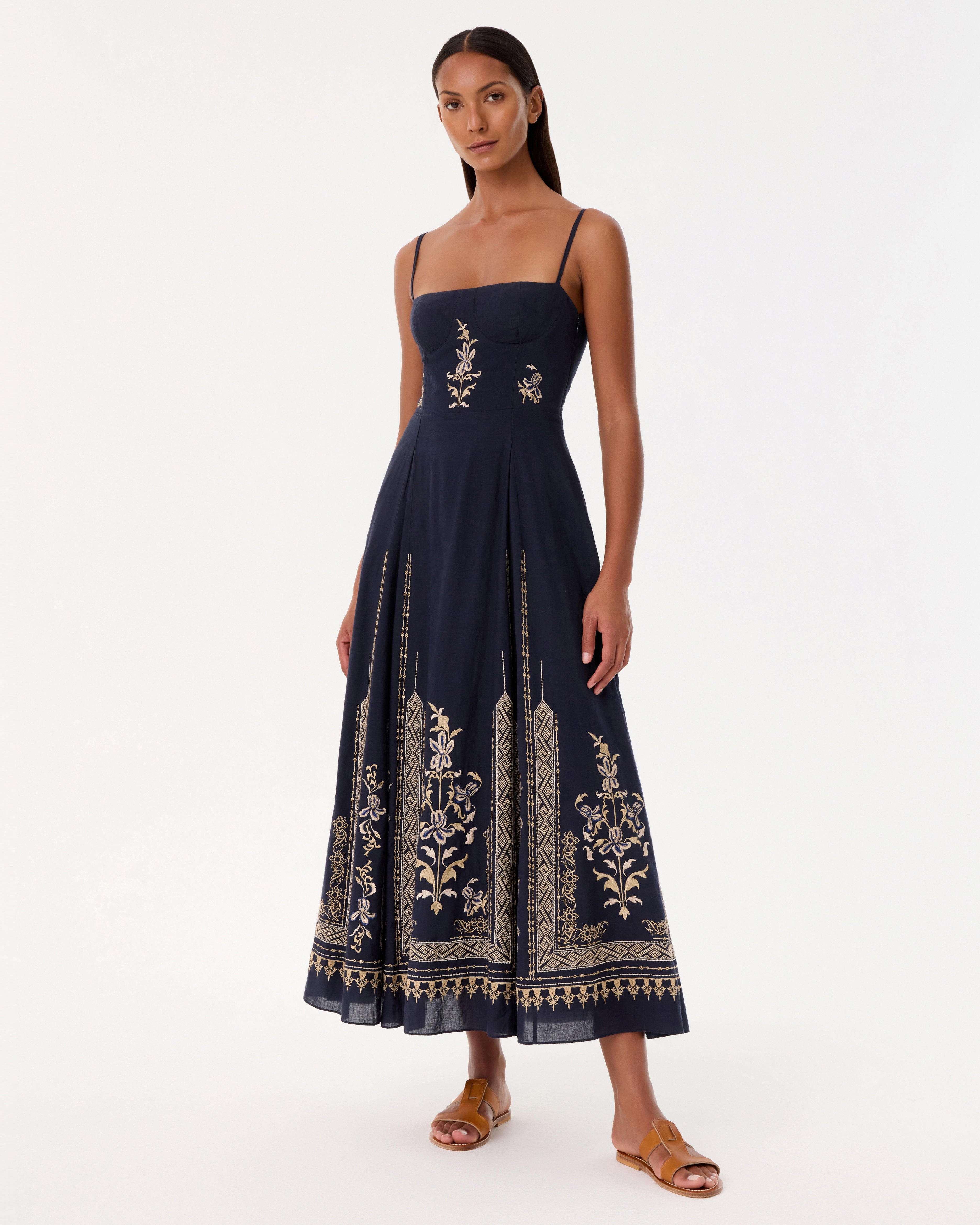 Valya Dress with Iris Embroidery