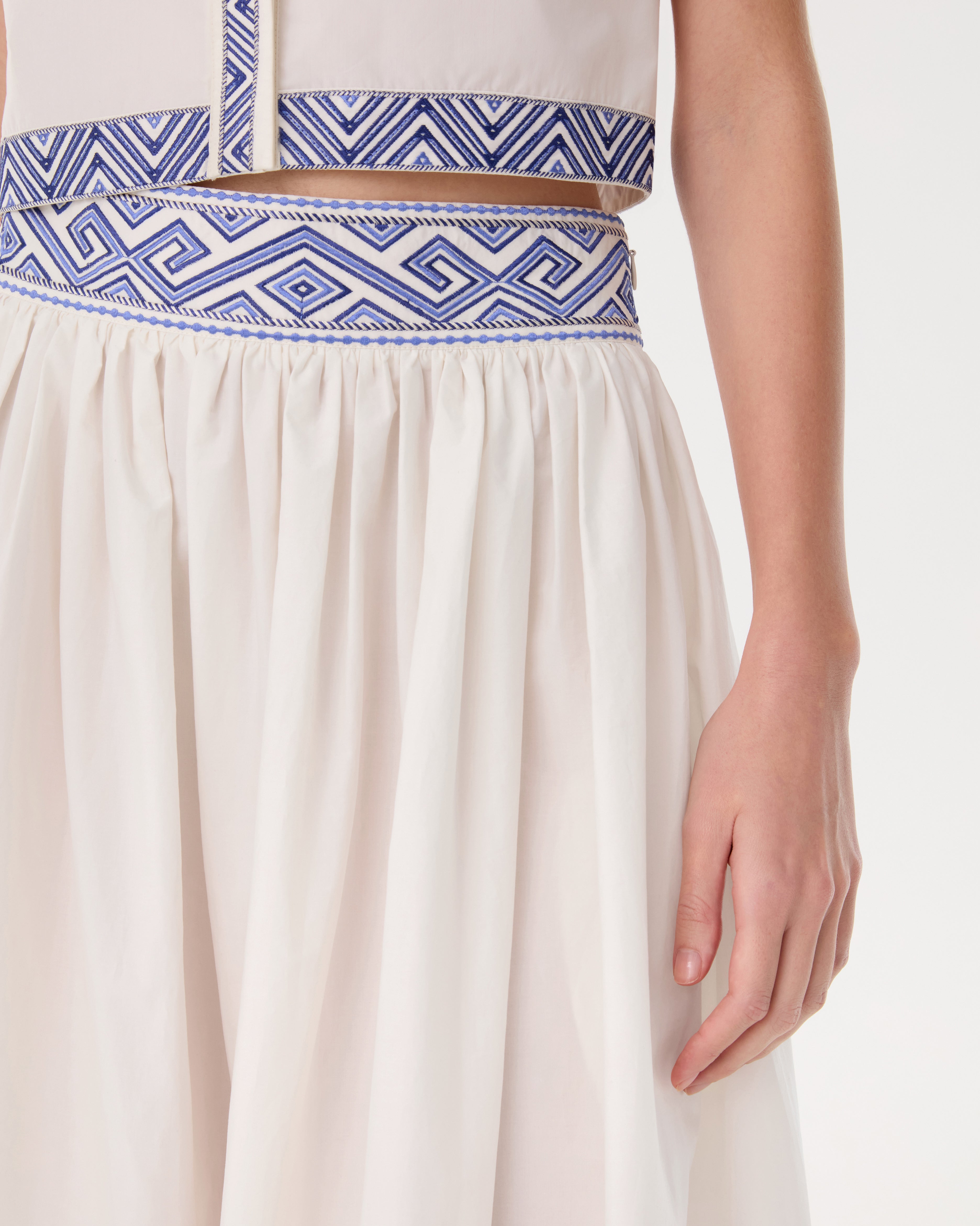 Ombretta Skirt with Iris Embroidery