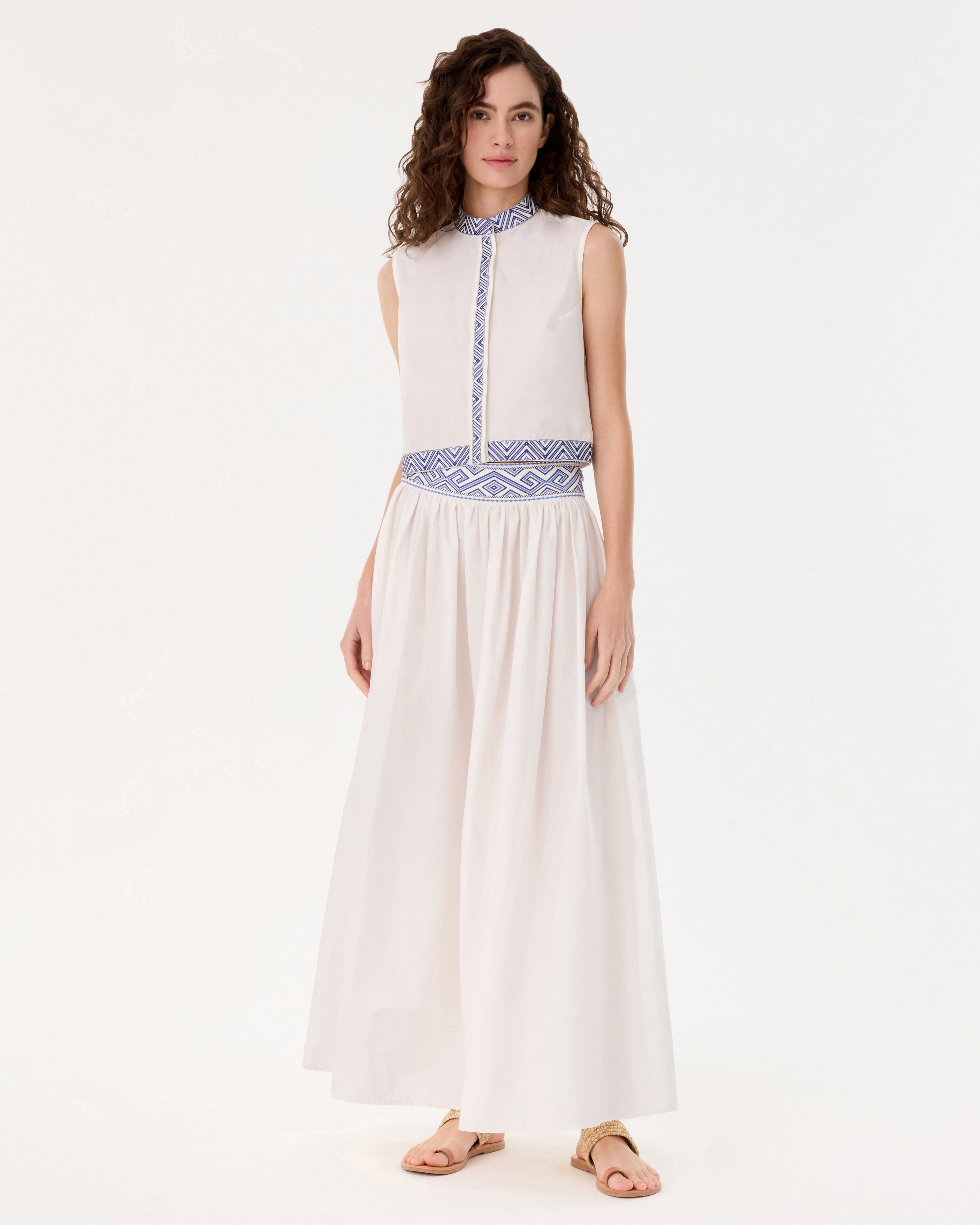 Ombretta Skirt with Iris Embroidery