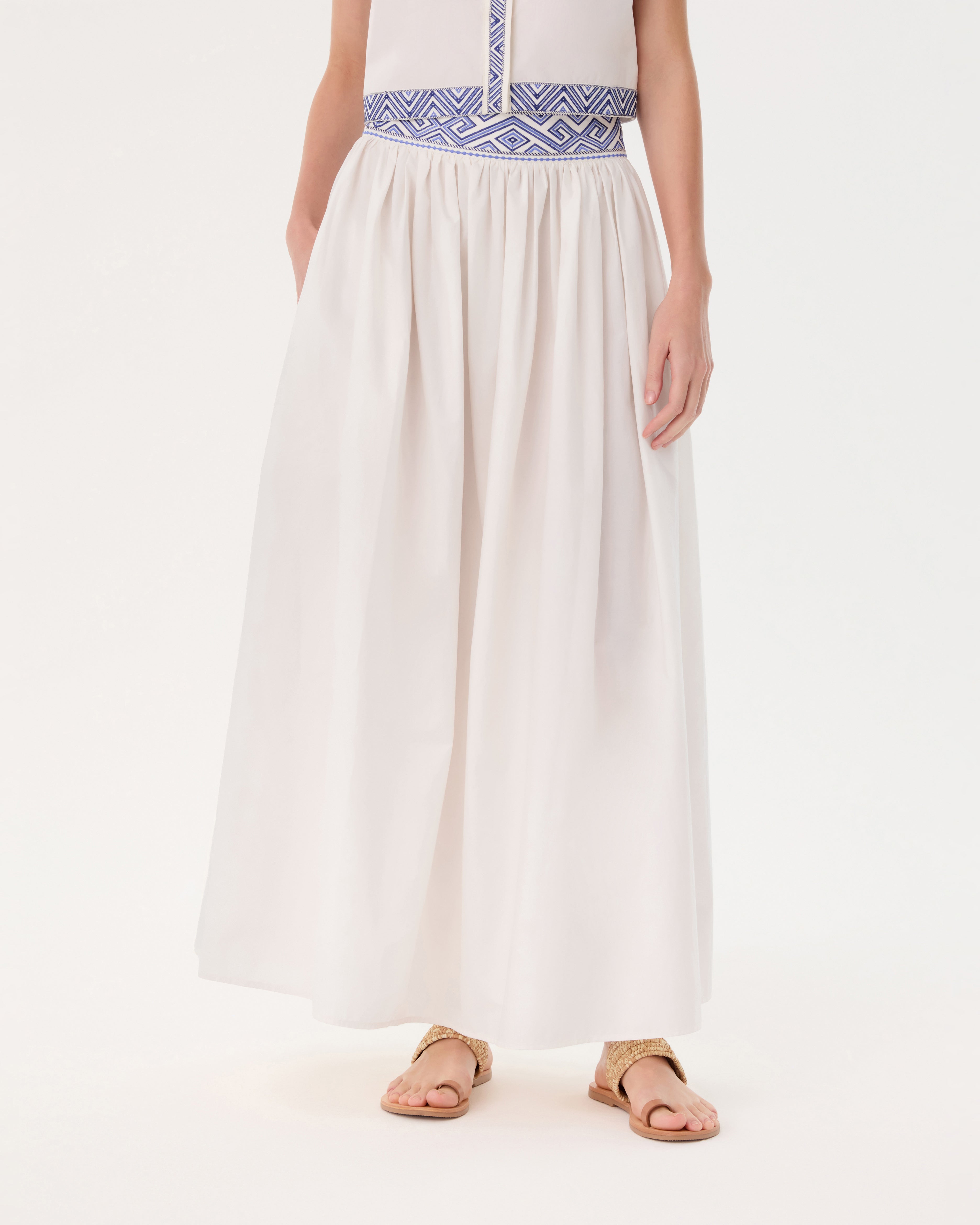 Ombretta Skirt with Iris Embroidery