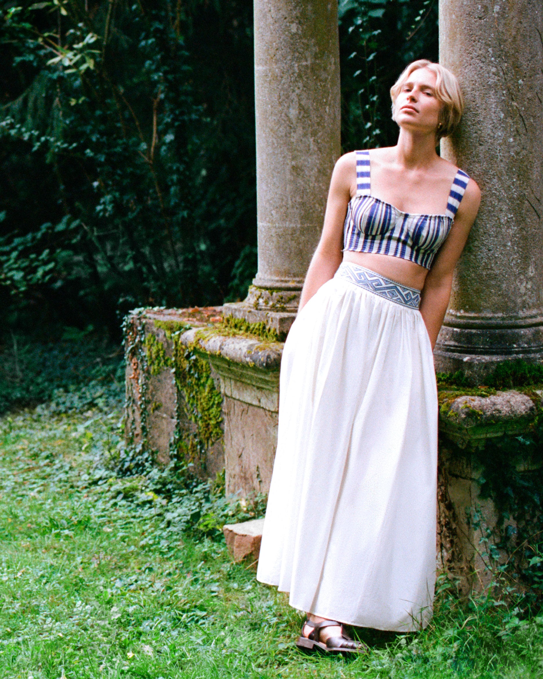 Ombretta Skirt with Iris Embroidery